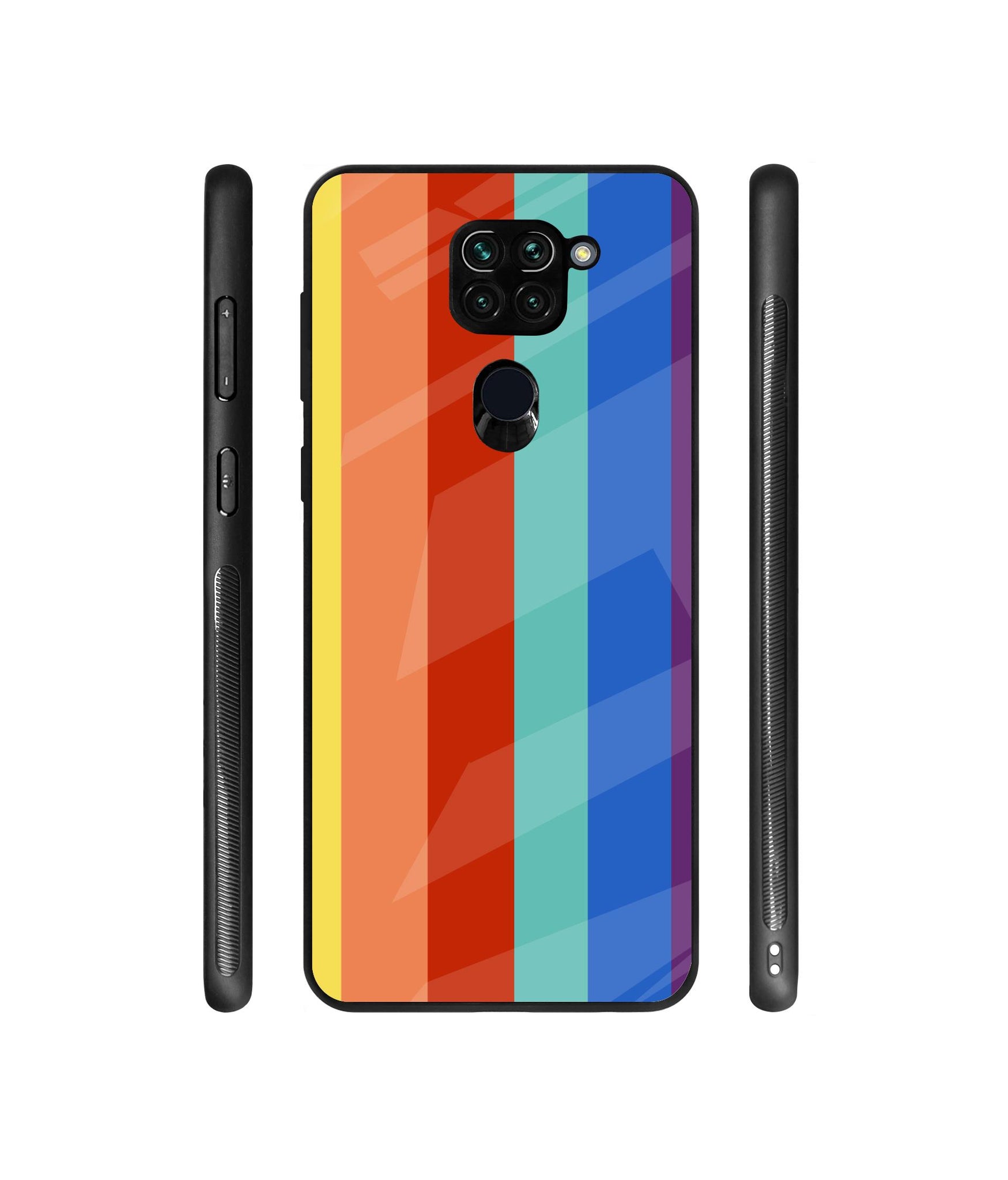 Rainbow Colors Designer Printed Glass Cover for Mi Redmi Note 9