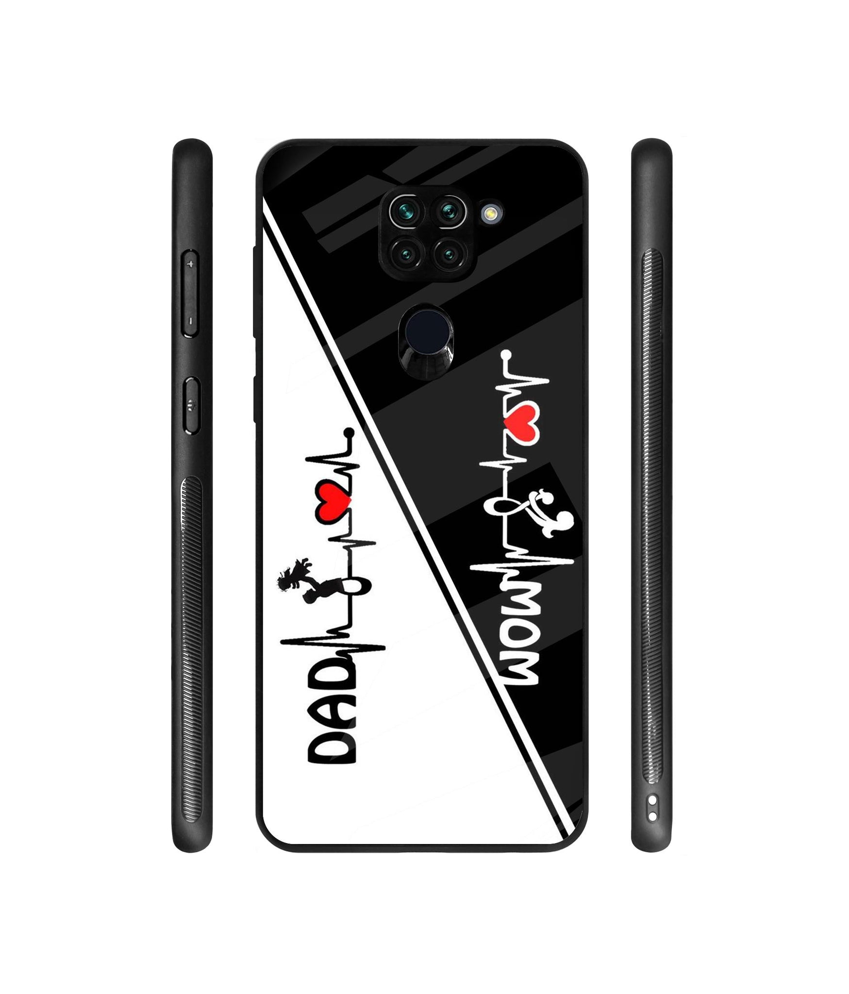 Mom and Dad Lover Designer Printed Glass Cover for Mi Redmi Note 9