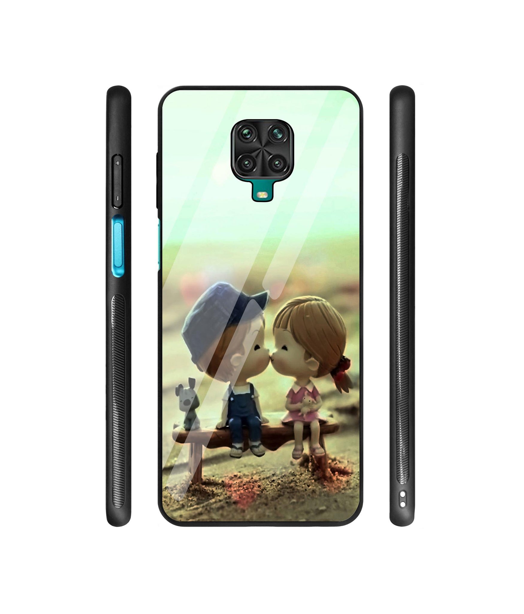 Love Couples Pattern Designer Printed Glass Cover for Mi Redmi Note 9 Pro / Redmi Note 9 Pro Max / Poco M2 Pro