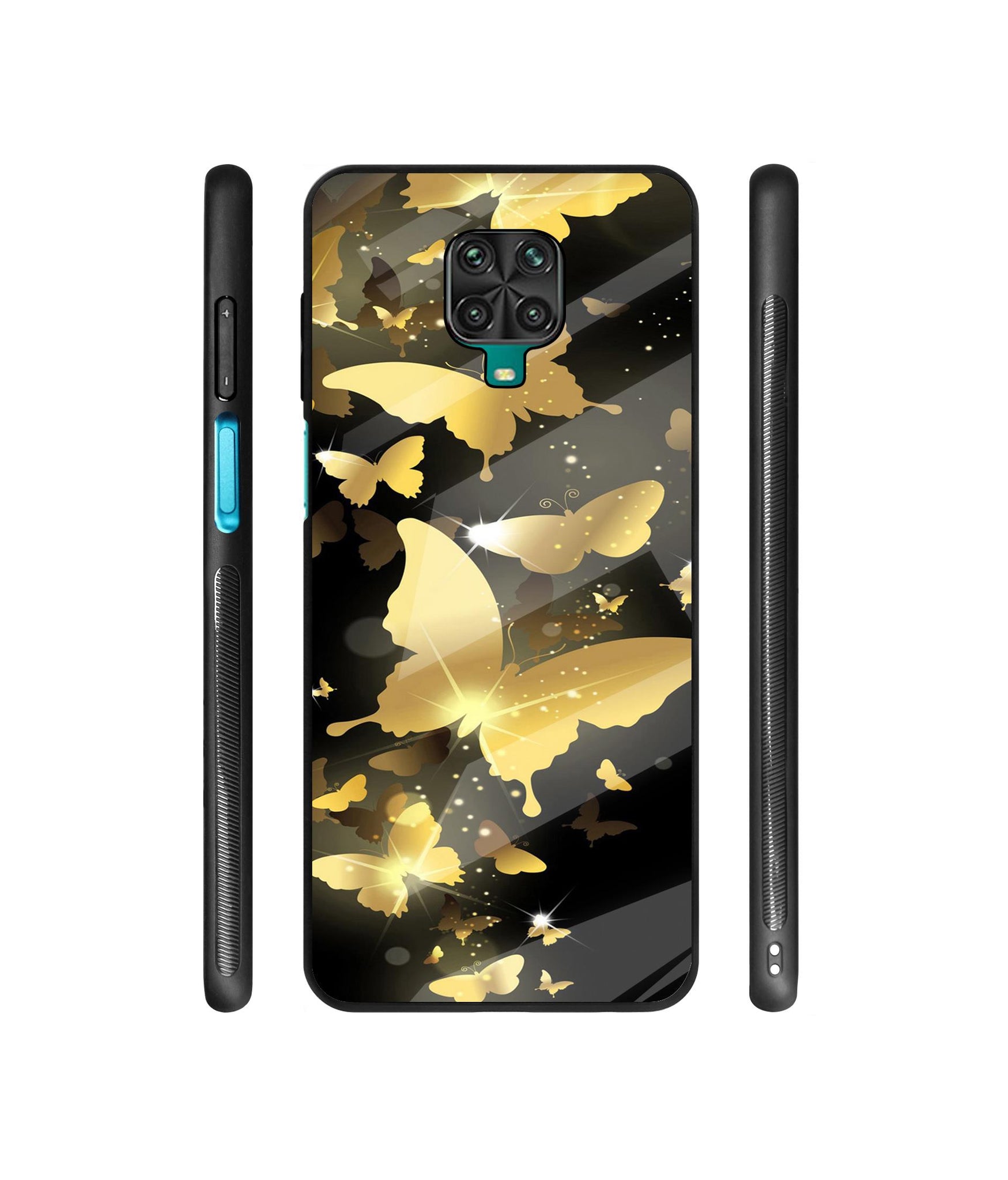 Golden Butterfly Pattern Designer Printed Glass Cover for Mi Redmi Note 9 Pro / Redmi Note 9 Pro Max / Poco M2 Pro