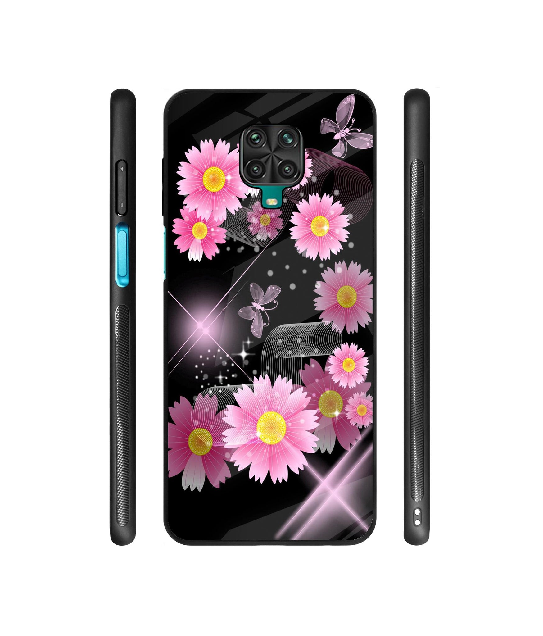 Pink Flower Designer Printed Glass Cover for Mi Redmi Note 9 Pro / Redmi Note 9 Pro Max / Poco M2 Pro