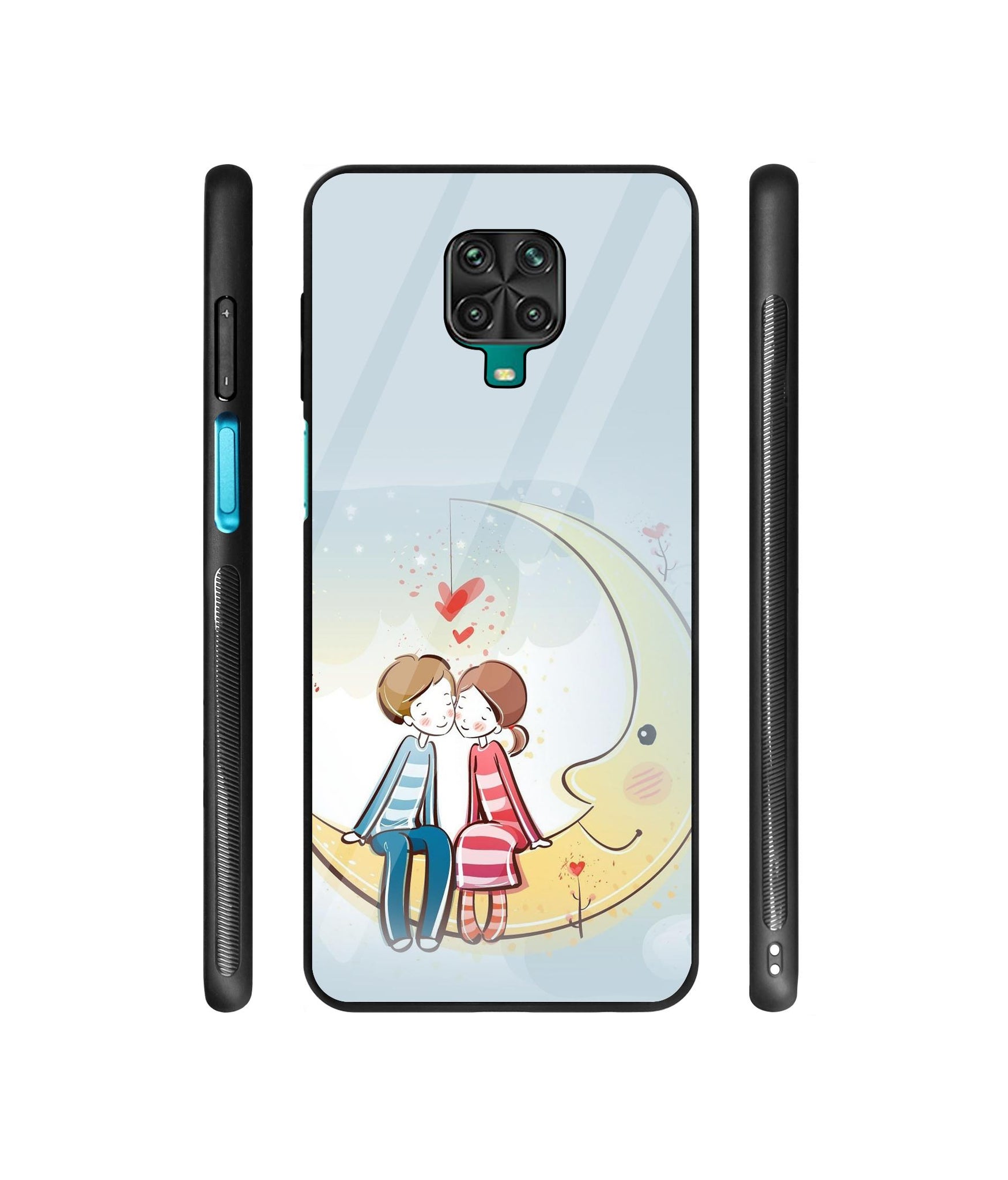 Couple Sitting On Moon Designer Printed Glass Cover for Mi Redmi Note 9 Pro / Redmi Note 9 Pro Max / Poco M2 Pro