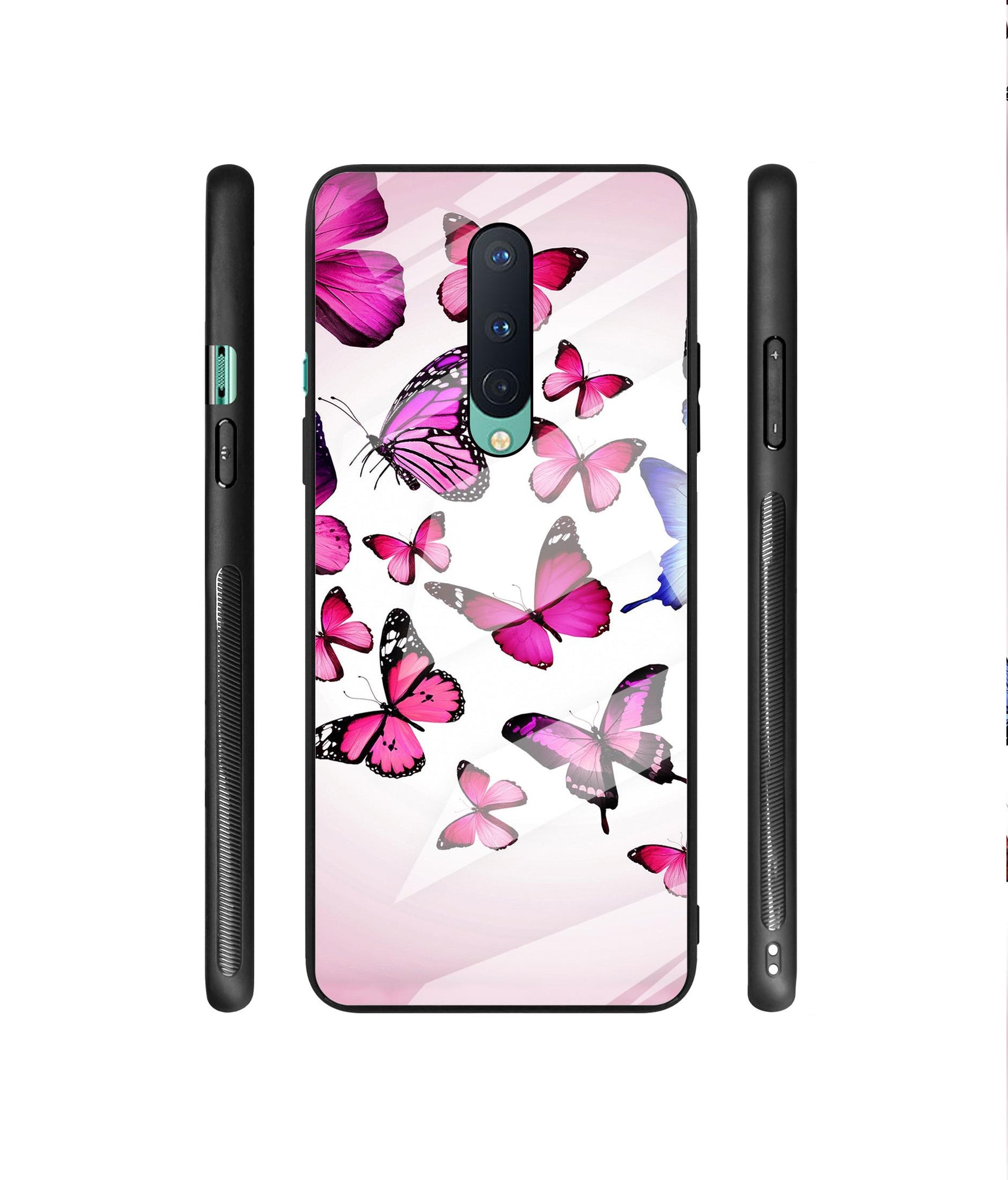 Flying Butterfly Colorful Designer Printed Glass Cover for OnePlus 8
