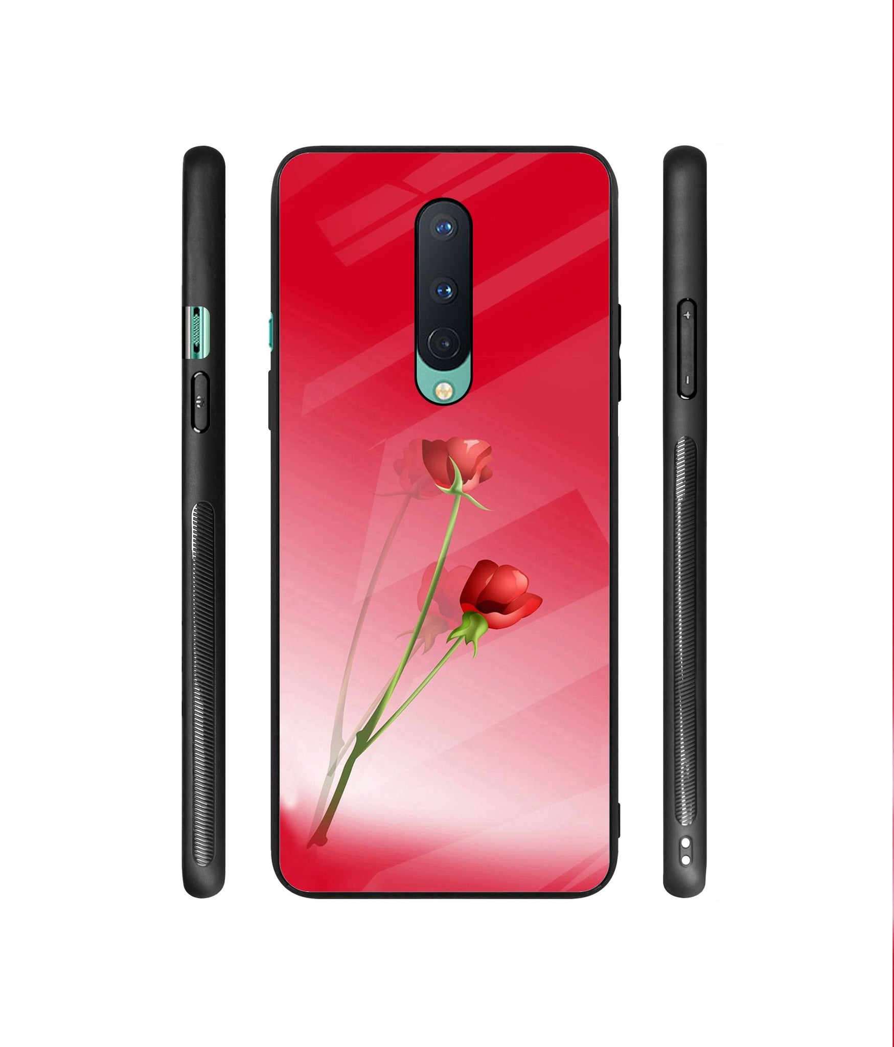 Red Roses Designer Printed Glass Cover for OnePlus 8
