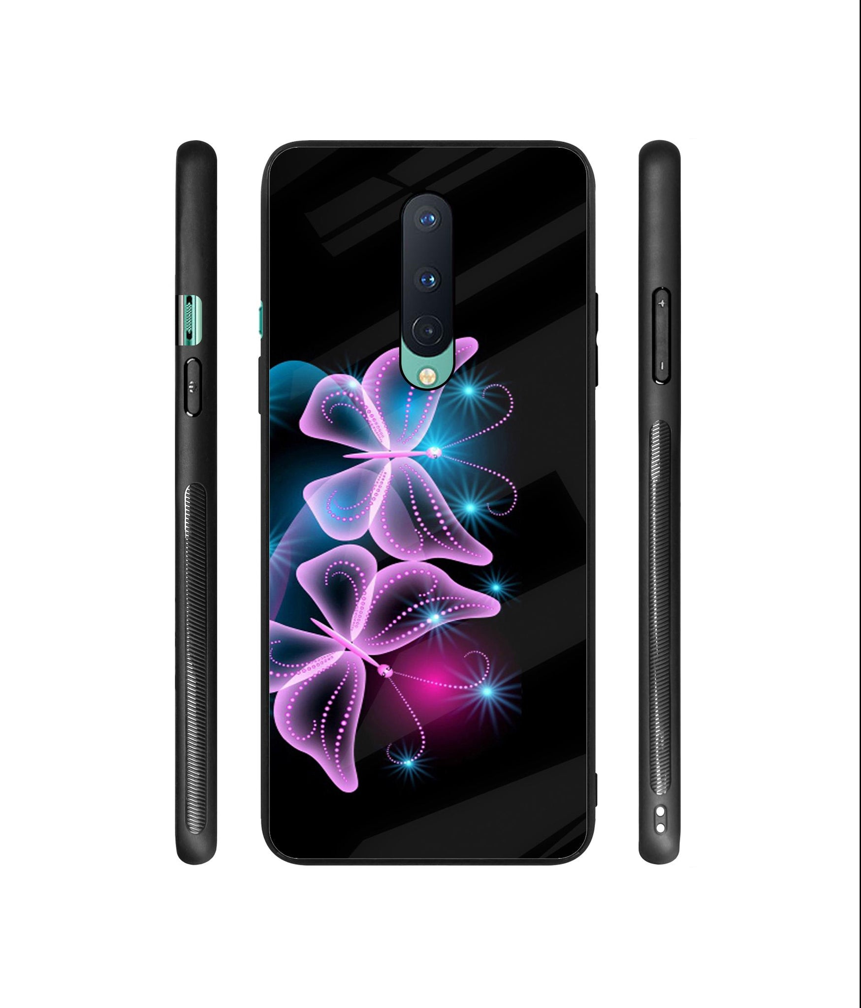Butterflies Neon Light Designer Printed Glass Cover for OnePlus 8