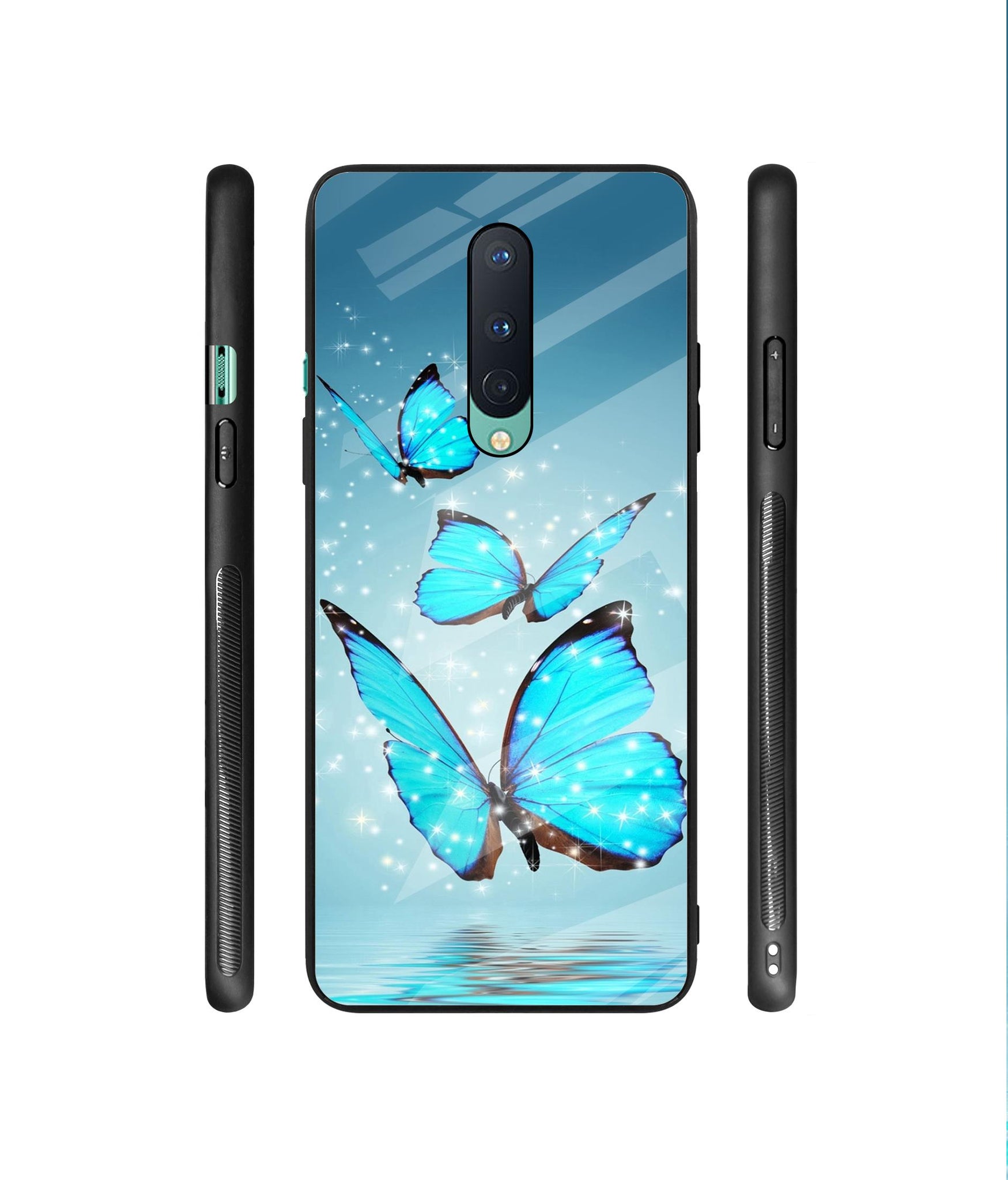 Flying Butterflies Designer Printed Glass Cover for OnePlus 8