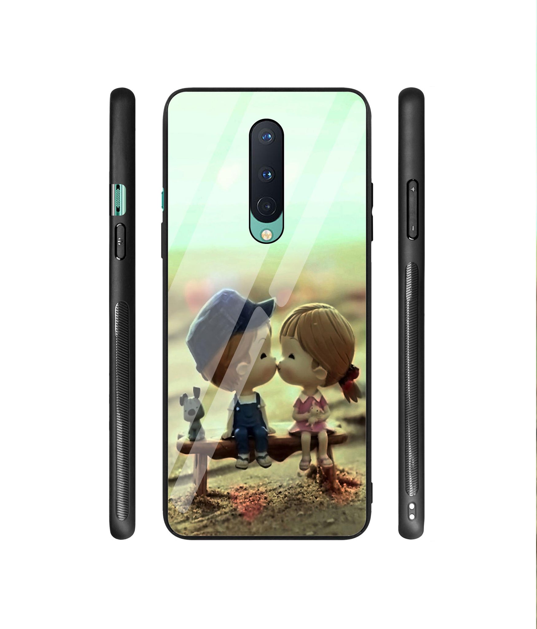 Love Couples Pattern Designer Printed Glass Cover for OnePlus 8