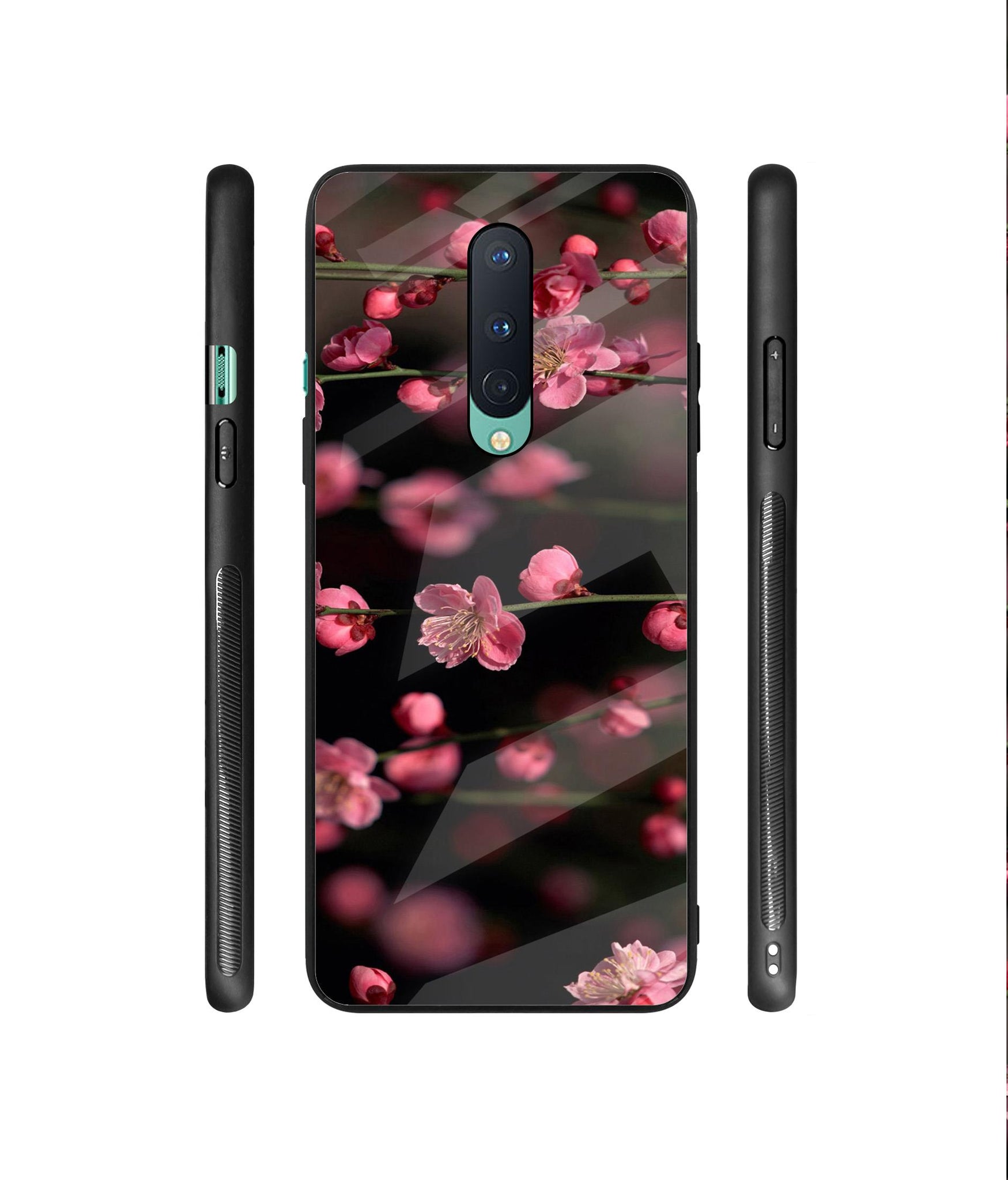 Pink Flowers Designer Printed Glass Cover for OnePlus 8