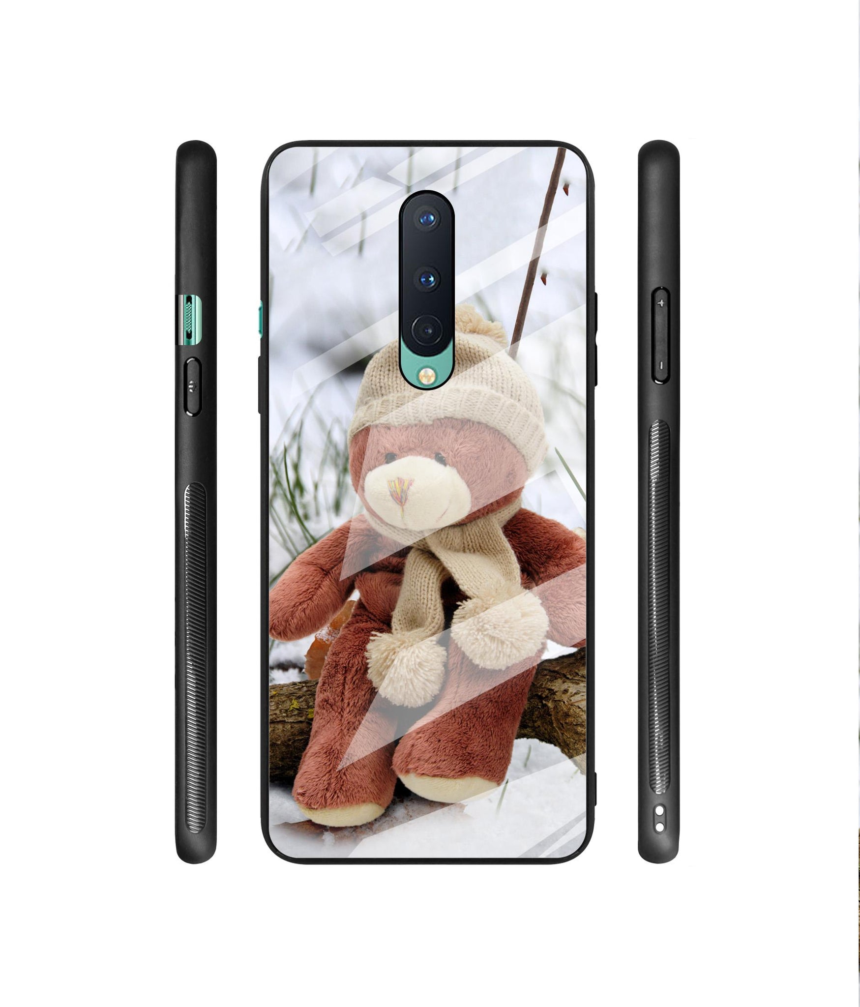 Woolen Bear Designer Printed Glass Cover for OnePlus 8