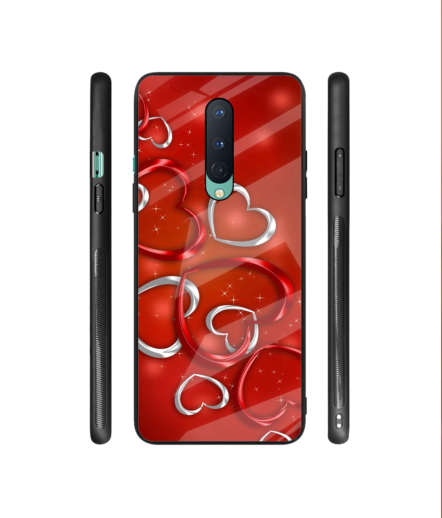 Hearts Designer Printed Glass Cover for OnePlus 8