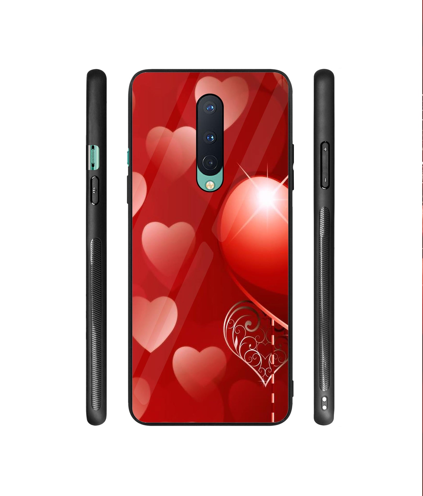 Heart Patten Designer Printed Glass Cover for OnePlus 8