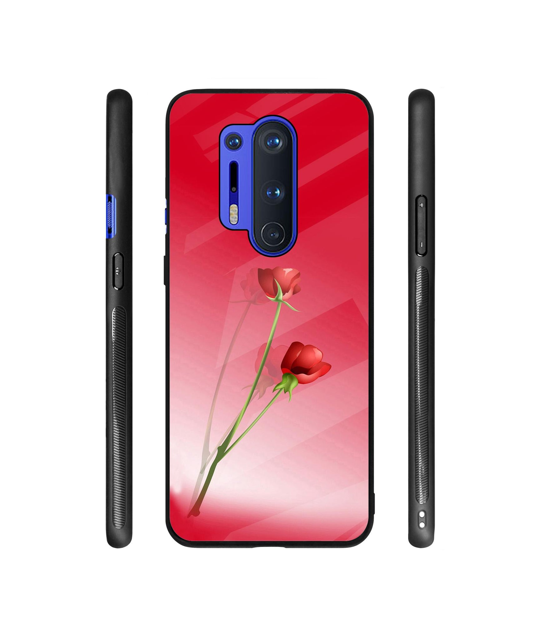 Red Roses Designer Printed Glass Cover for OnePlus 8 Pro