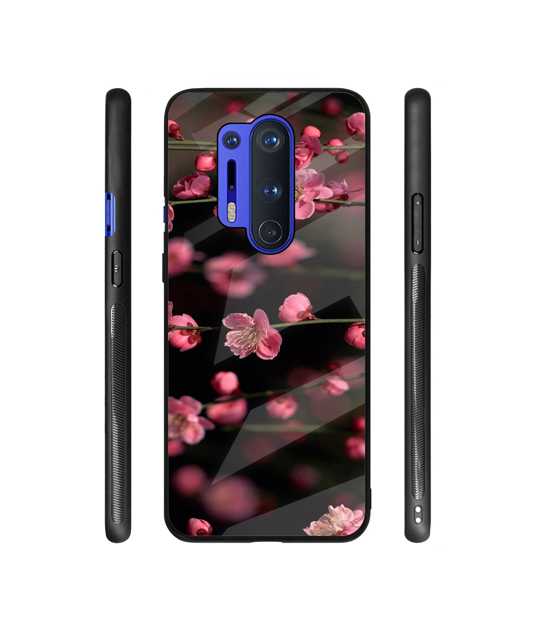 Pink Flowers Designer Printed Glass Cover for OnePlus 8 Pro