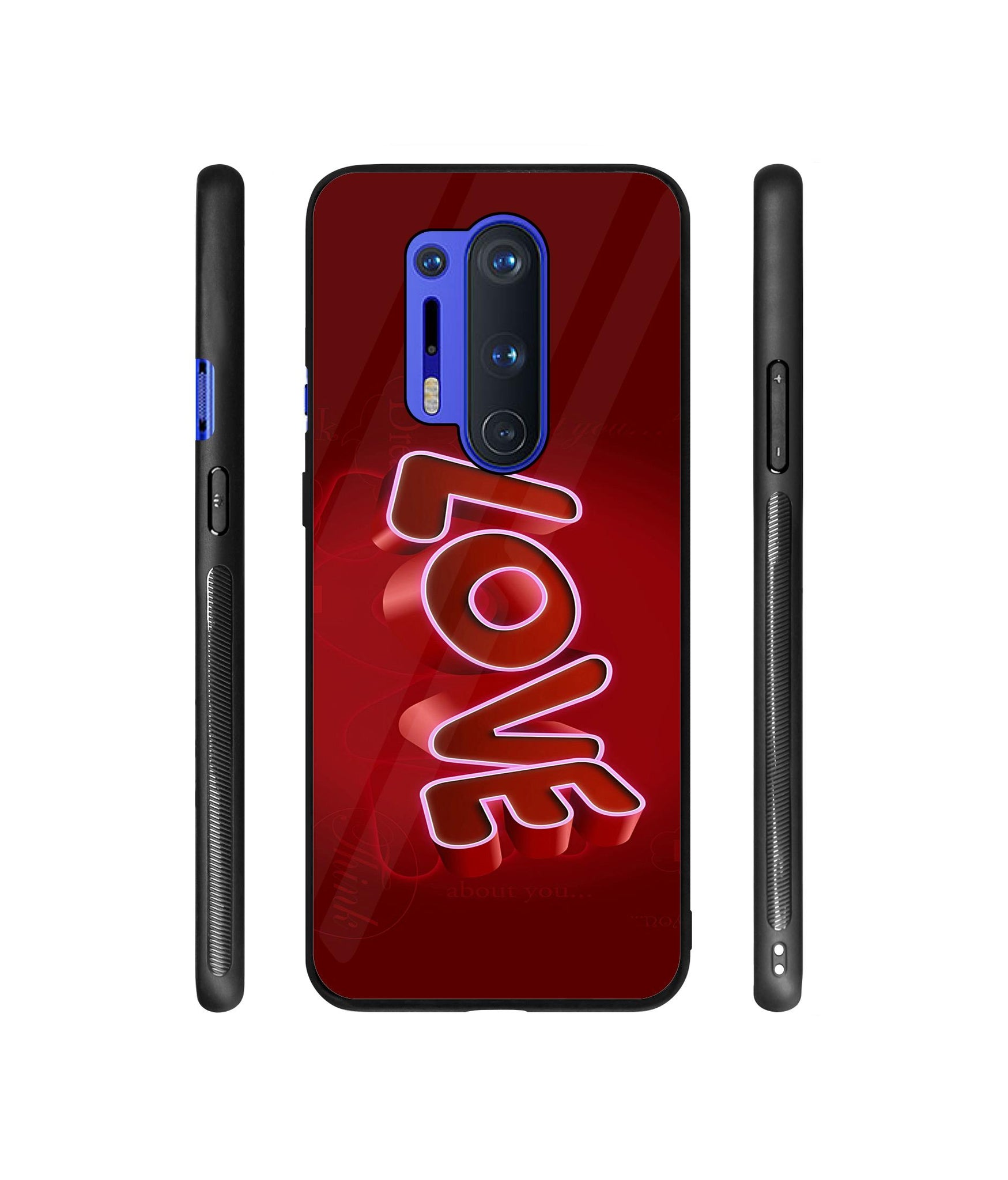 Love 3D Pattern Designer Printed Glass Cover for OnePlus 8 Pro