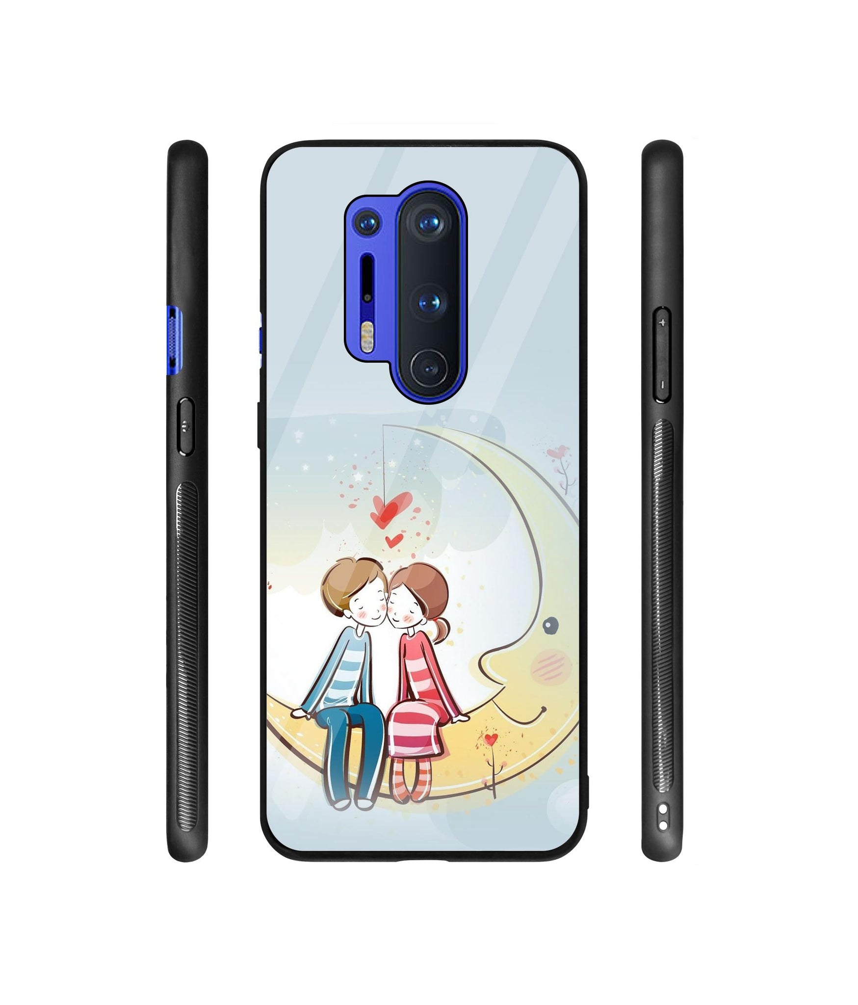 Couple Sitting On Moon Designer Printed Glass Cover for OnePlus 8 Pro