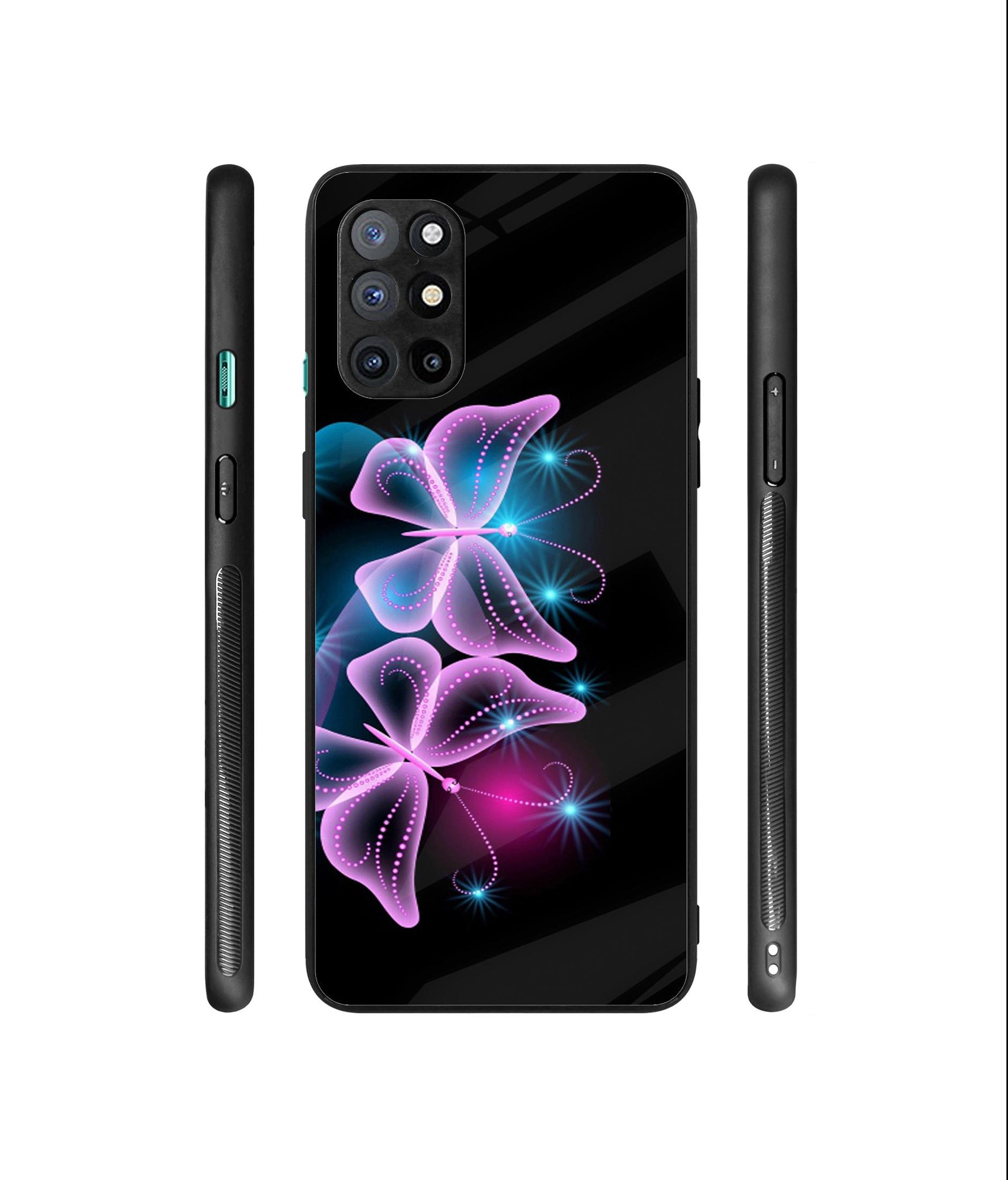 Butterflies Neon Light Designer Printed Glass Cover for OnePlus 8T