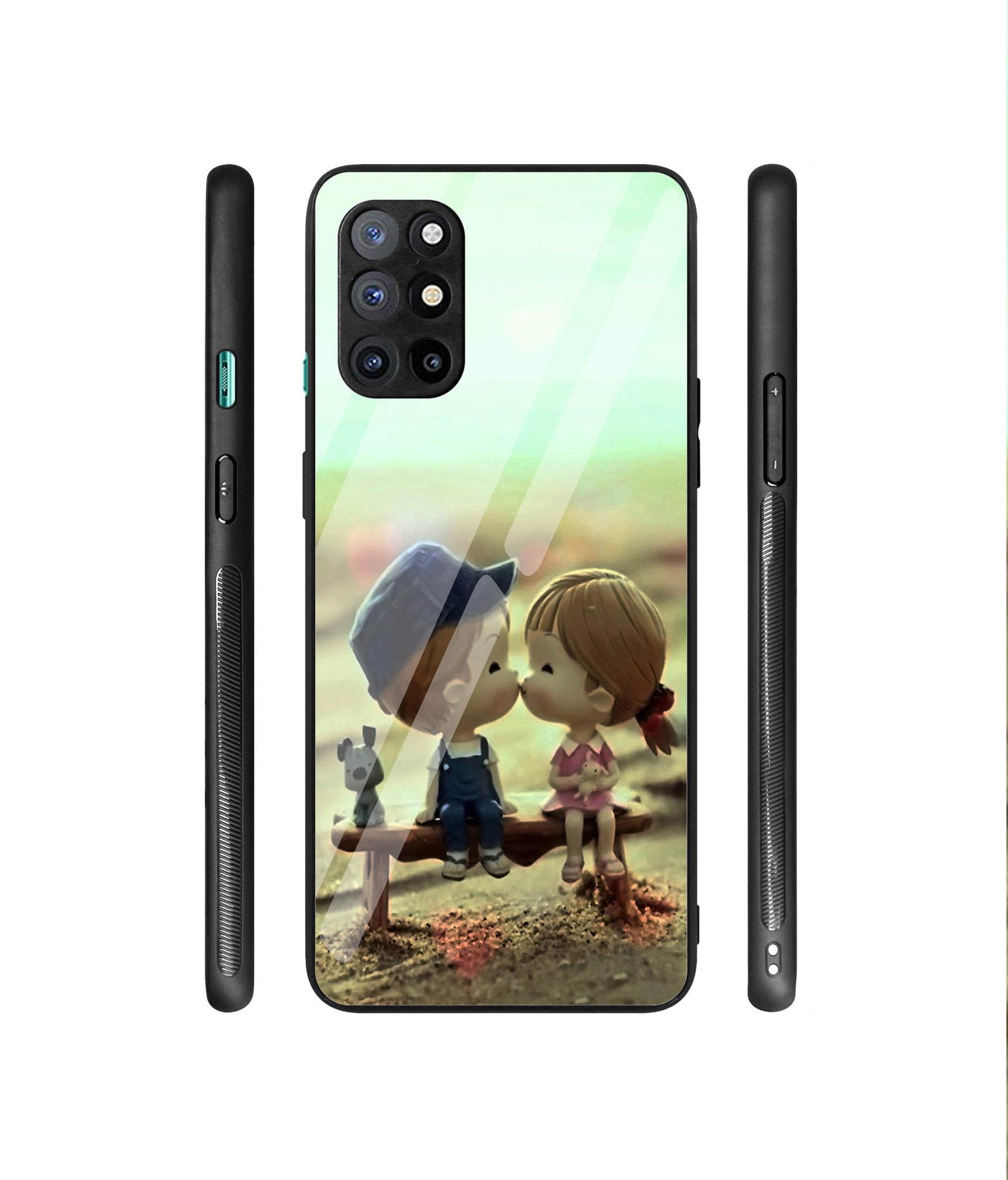 Love Couples Pattern Designer Printed Glass Cover for OnePlus 8T