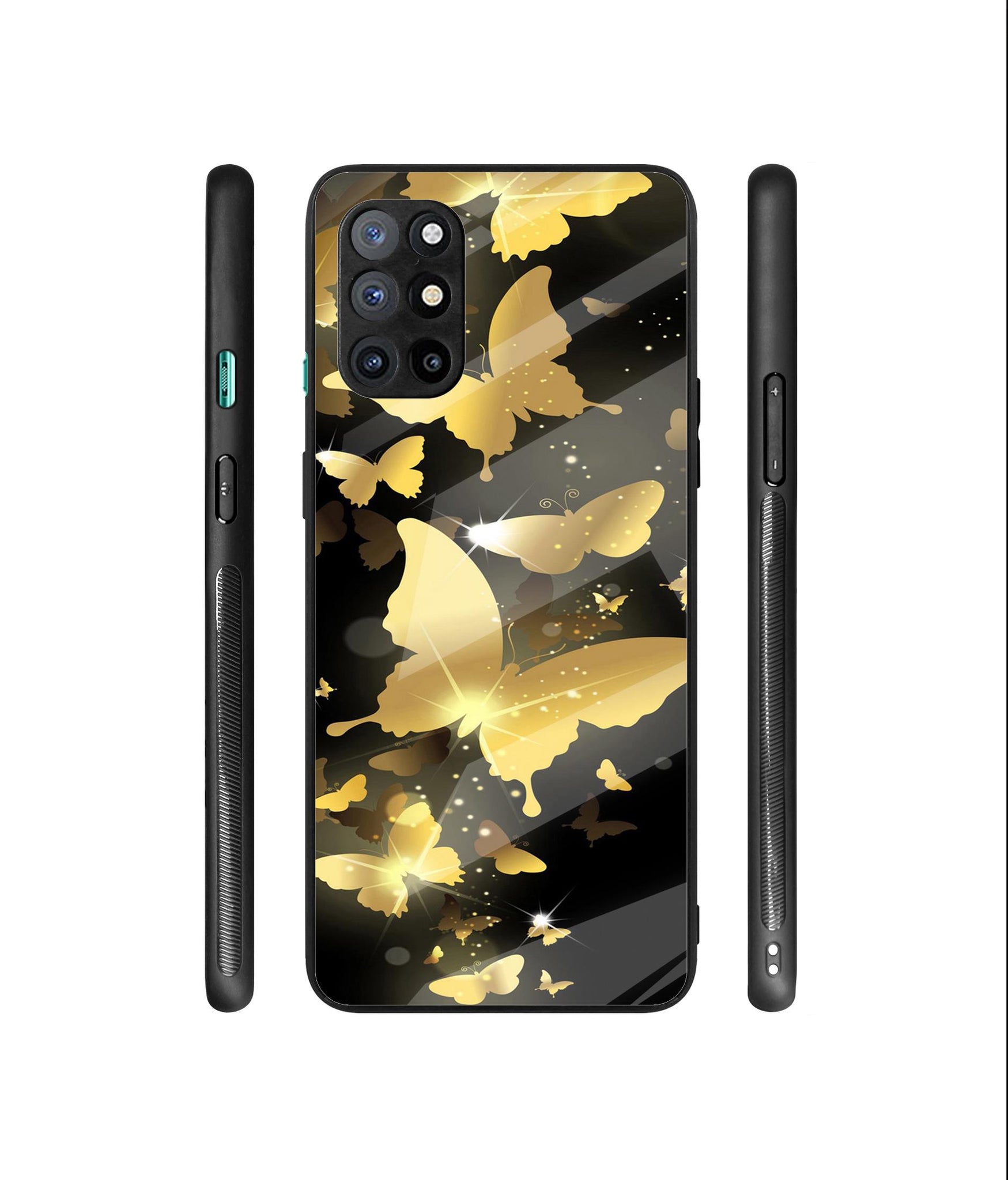 Golden Butterfly Pattern Designer Printed Glass Cover for OnePlus 8T