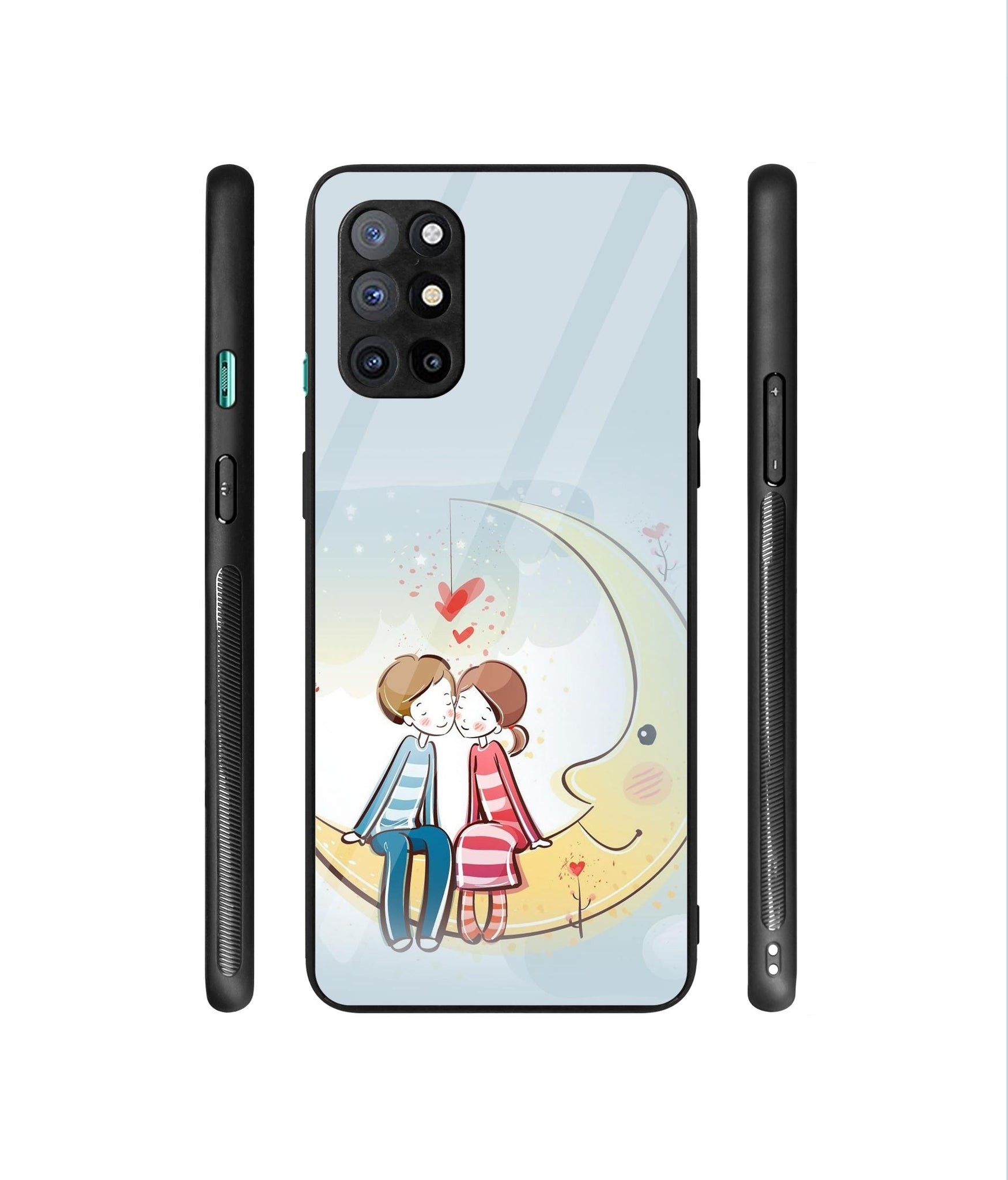 Couple Sitting On Moon Designer Printed Glass Cover for OnePlus 8T