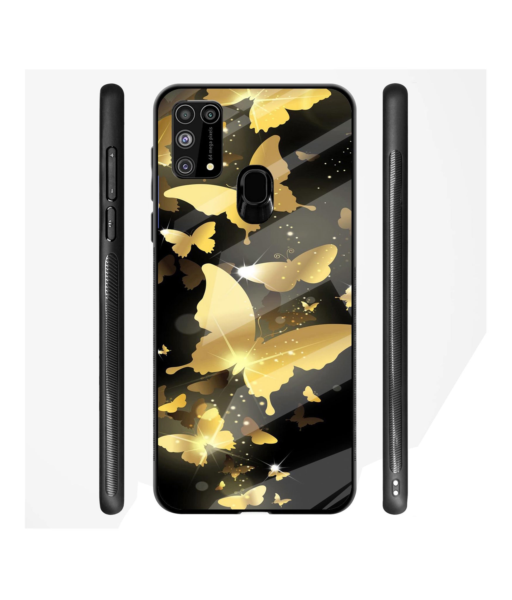 Golden Butterfly Pattern Designer Printed Glass Cover for Samsung Galaxy M31 Prime / M31 / F41