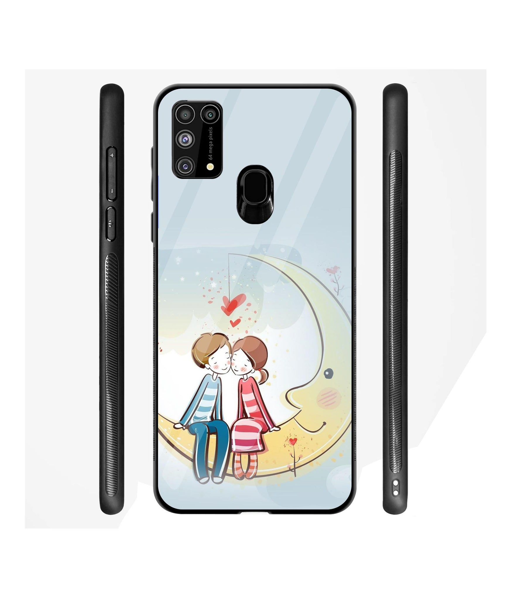 Couple Sitting On Moon Designer Printed Glass Cover for Samsung Galaxy M31 Prime / M31 / F41