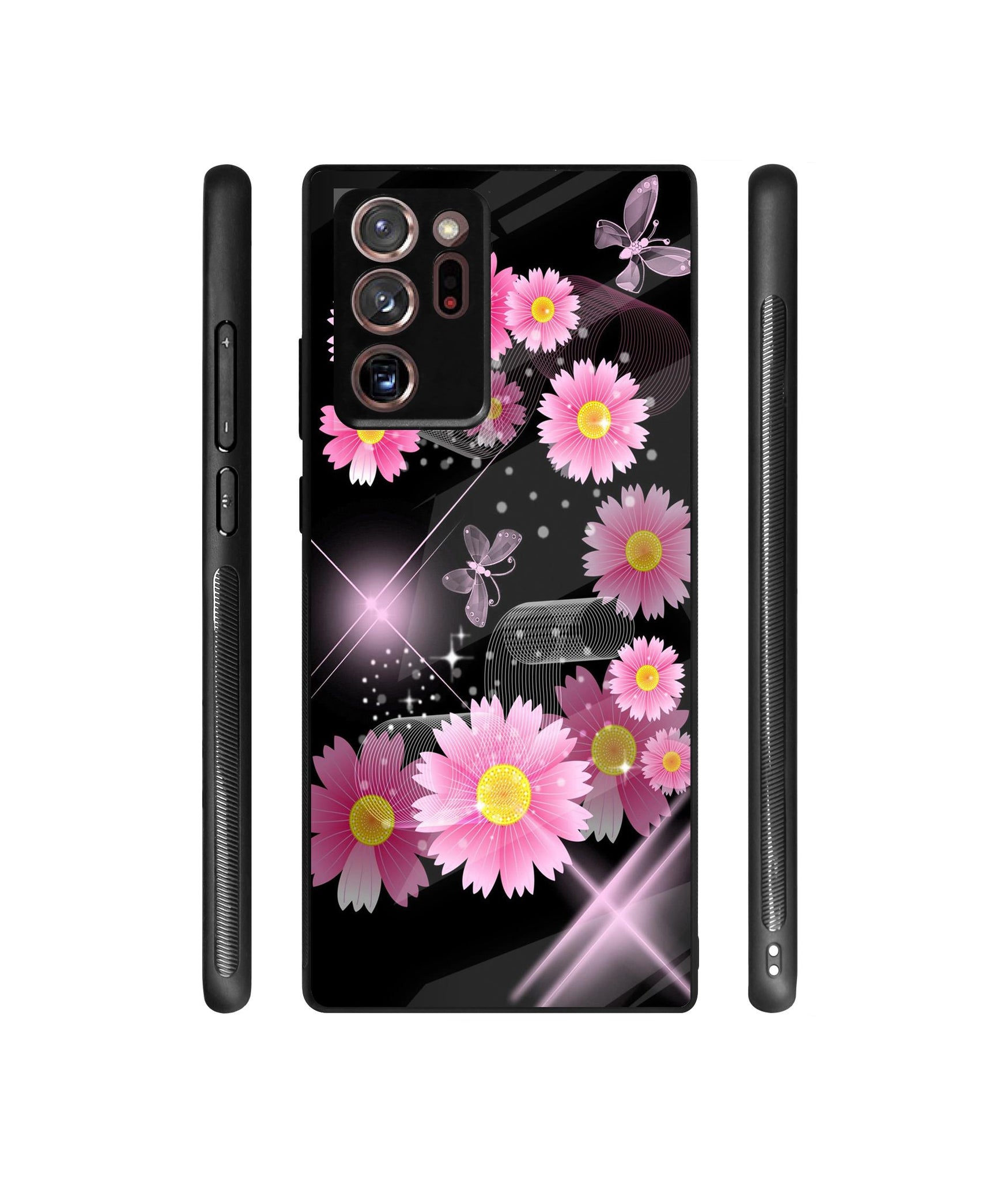 Pink Flower Designer Printed Glass Cover for Samsung Galaxy Note 20 Ultra