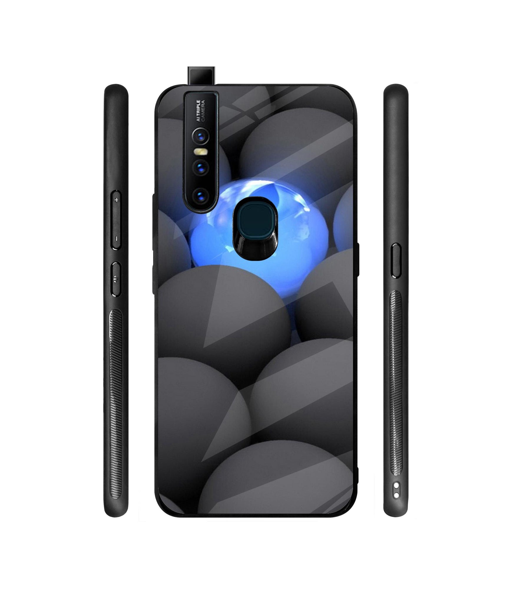 Balls Dark Neon Sight Surface Designer Printed Glass Cover for Vivo V15