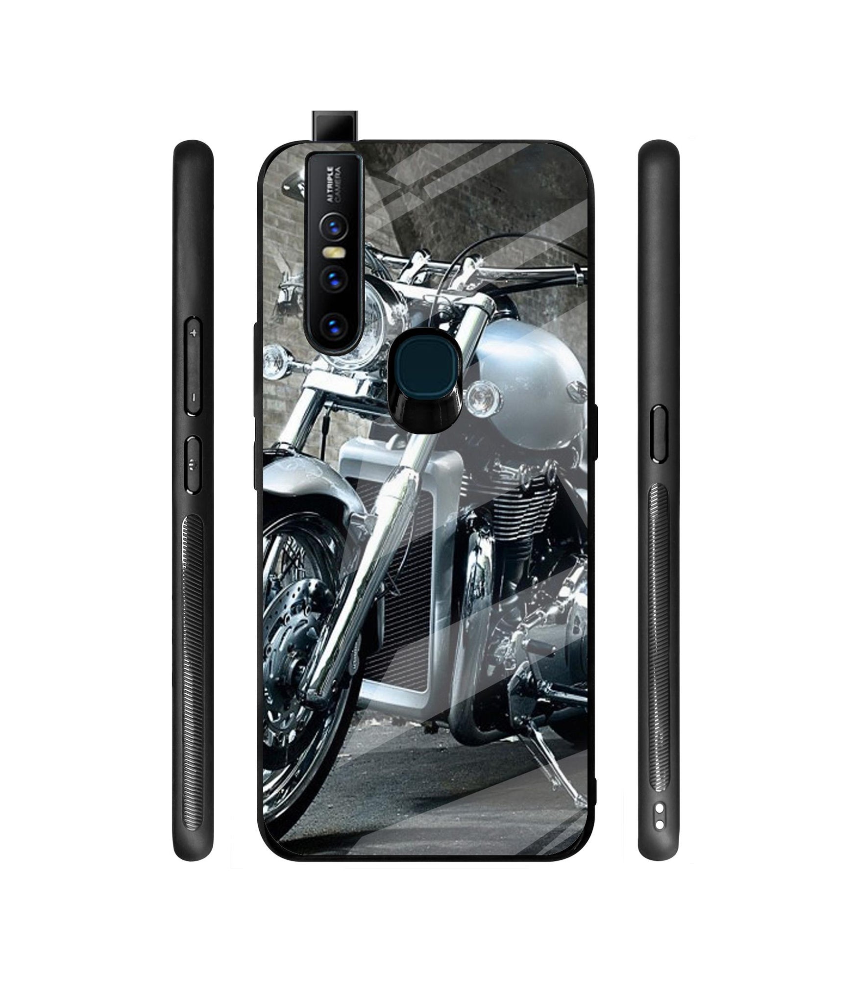 Motorcycle Designer Printed Glass Cover for Vivo V15