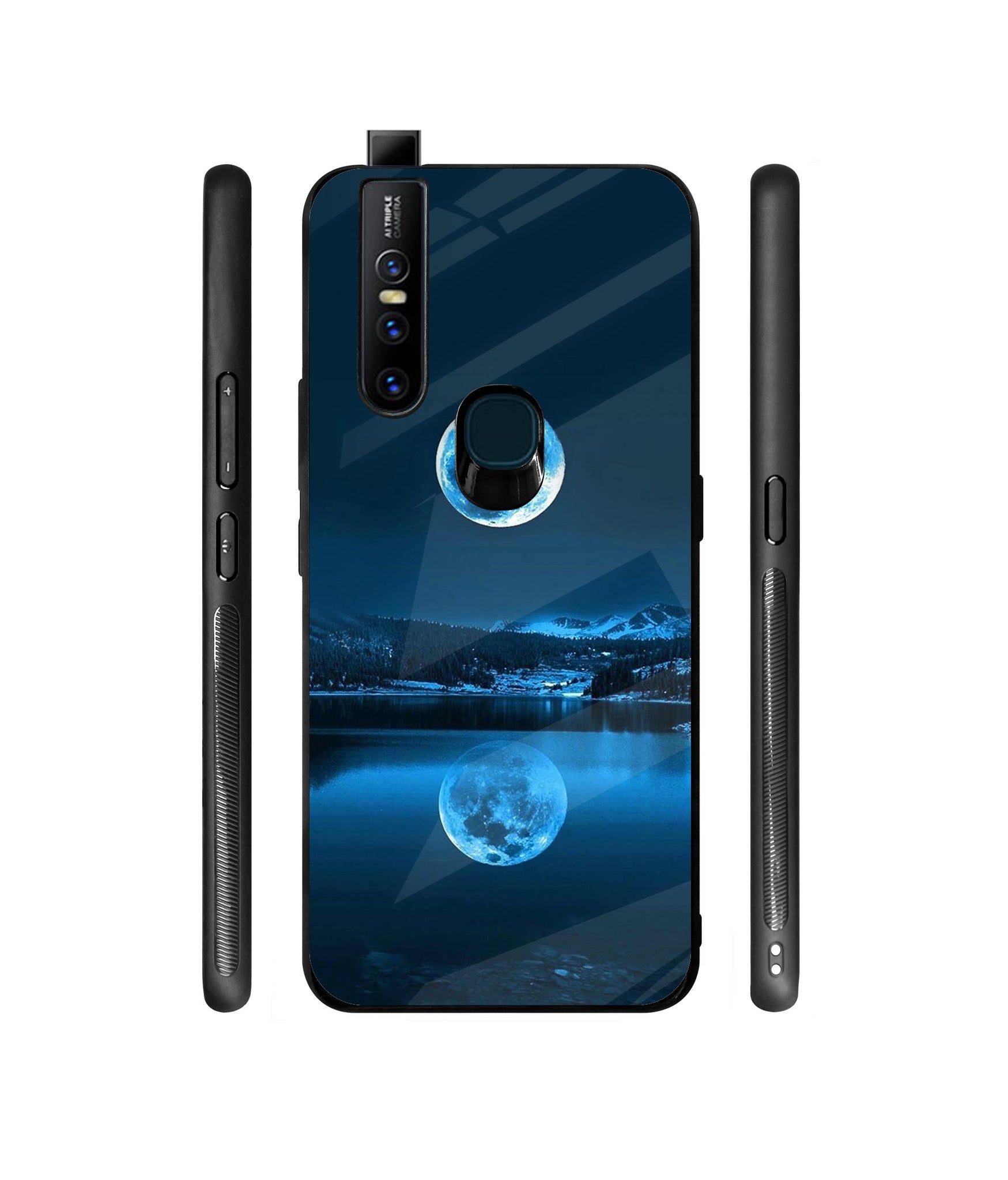 Moon Pattern Print Designer Printed Glass Cover for Vivo V15