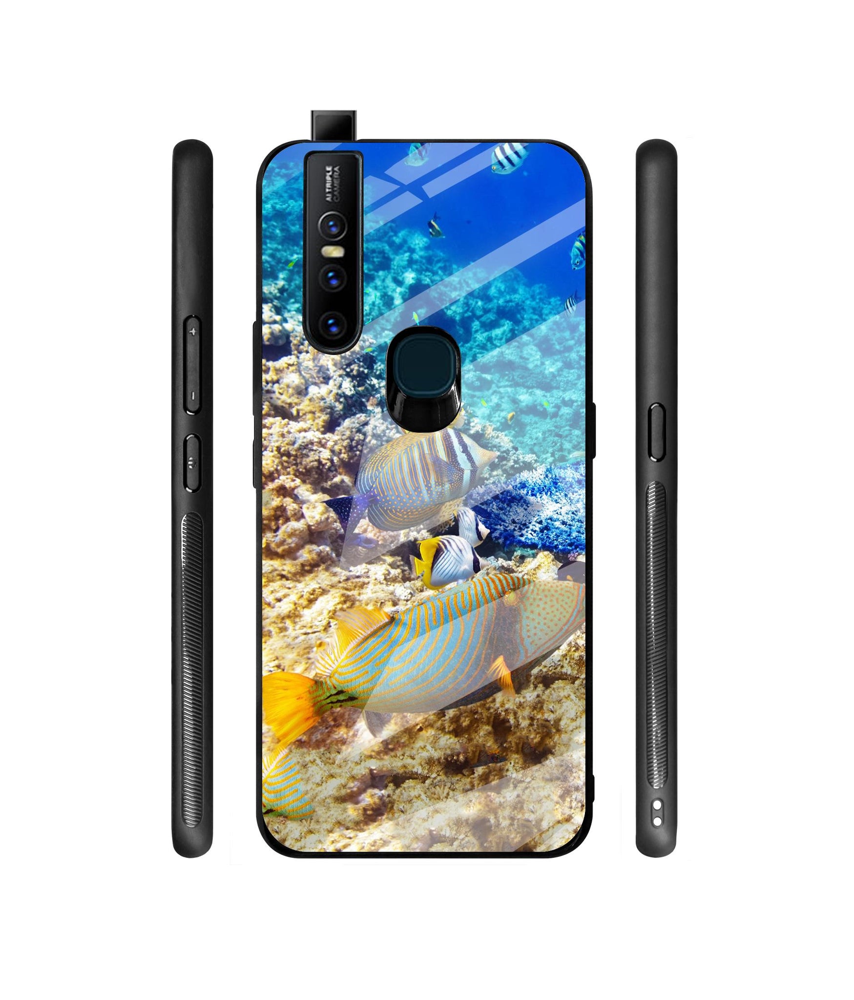 Underwater World Designer Printed Glass Cover for Vivo V15