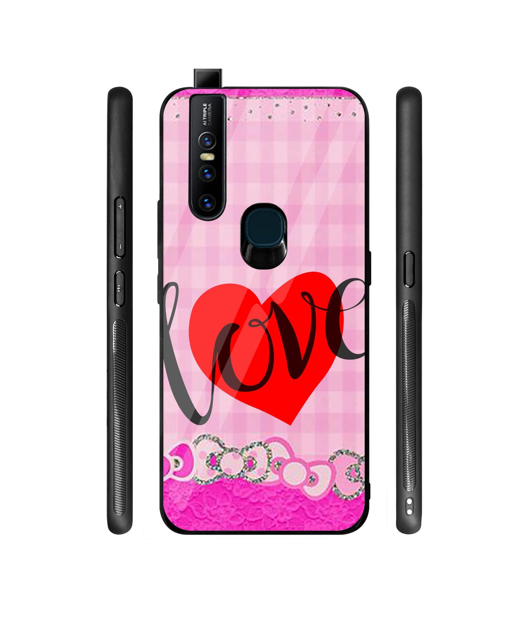 Love Print On Cloth Designer Printed Glass Cover for Vivo V15