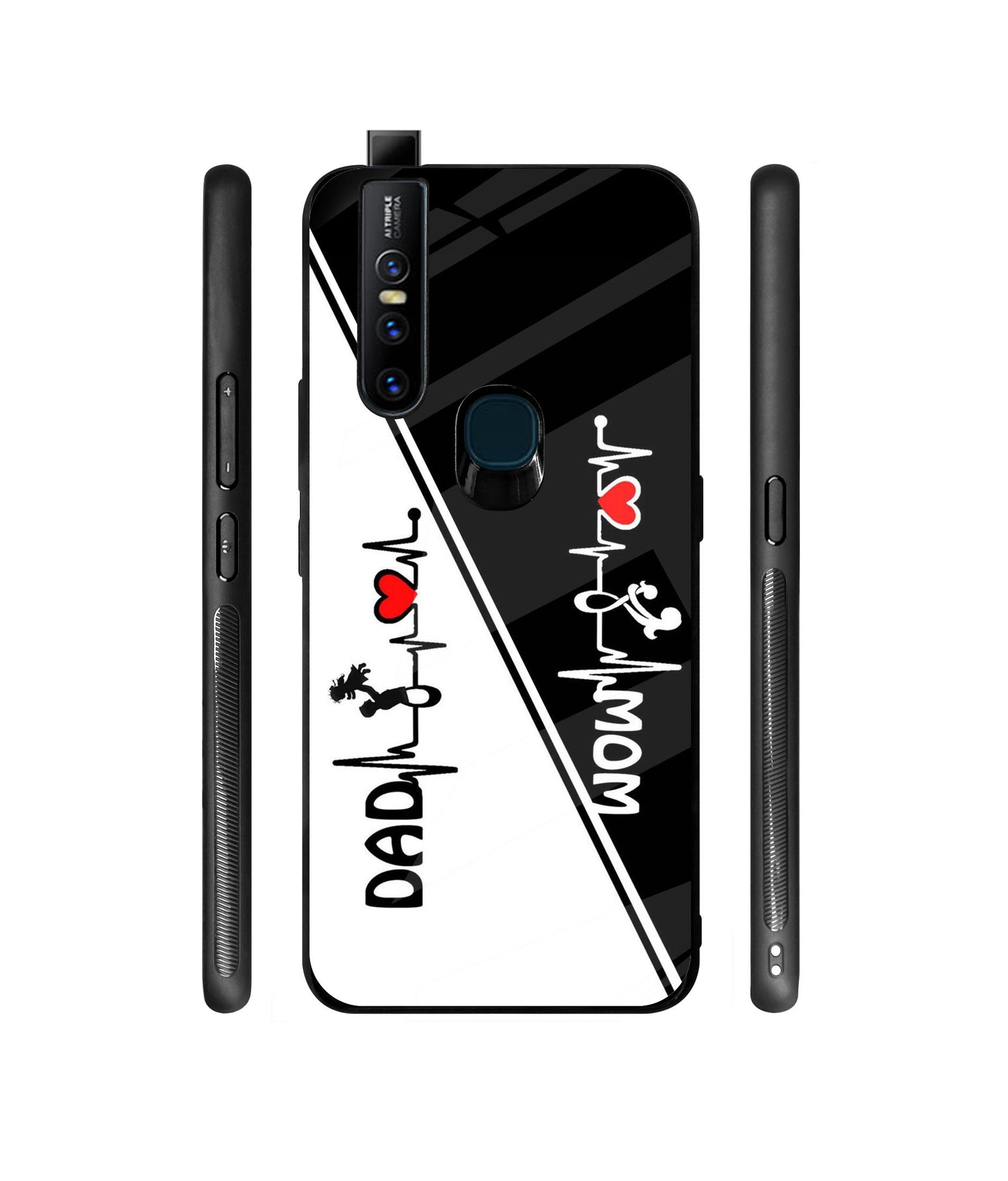 Mom and Dad Lover Designer Printed Glass Cover for Vivo V15