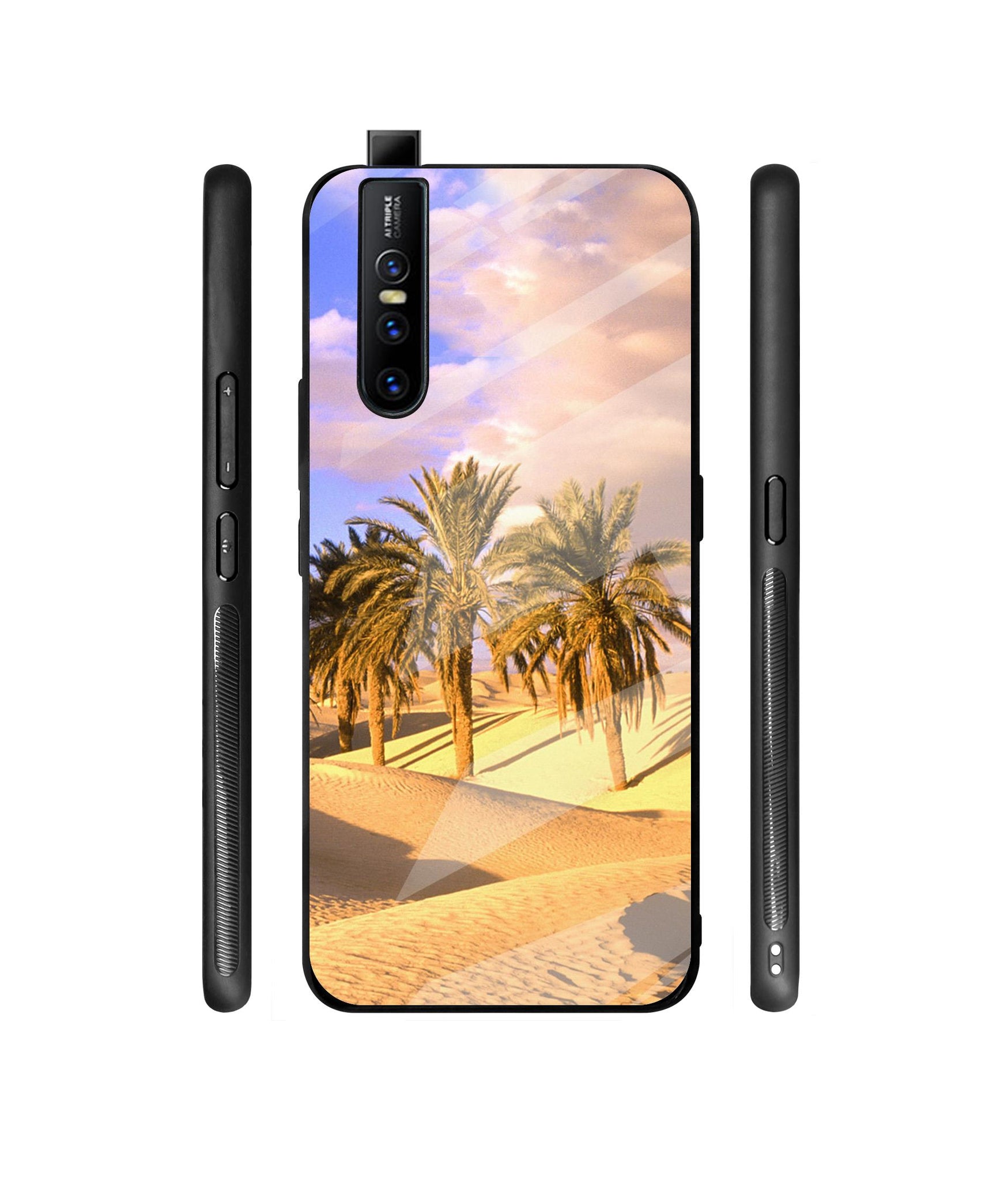 Cat Heart Tail Designer Printed Glass Cover for Vivo V15 Pro