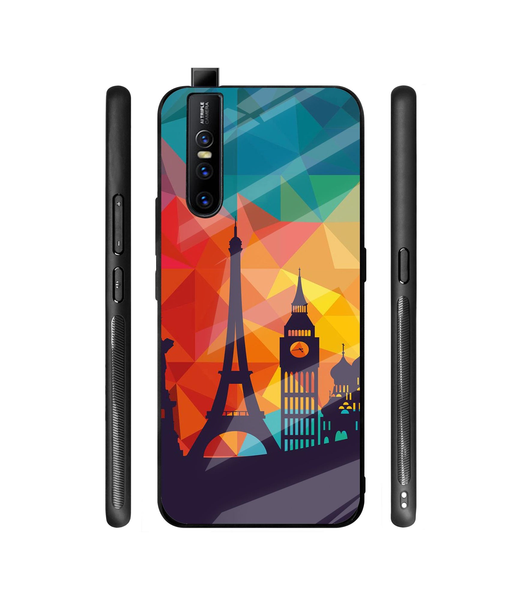 Colored Paris Designer Printed Glass Cover for Vivo V15 Pro