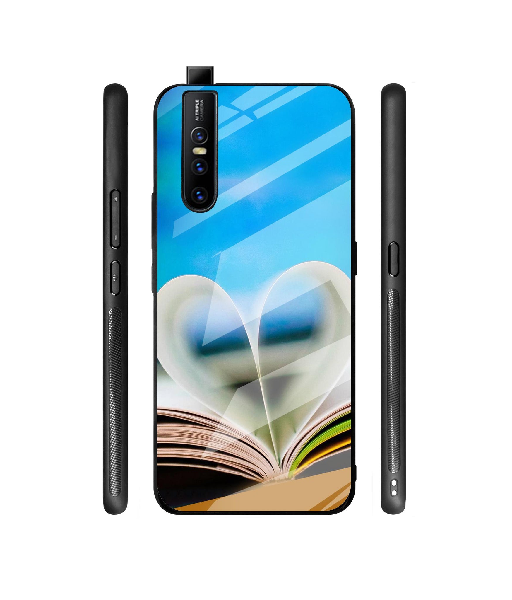 Love Book Designer Printed Glass Cover for Vivo V15 Pro