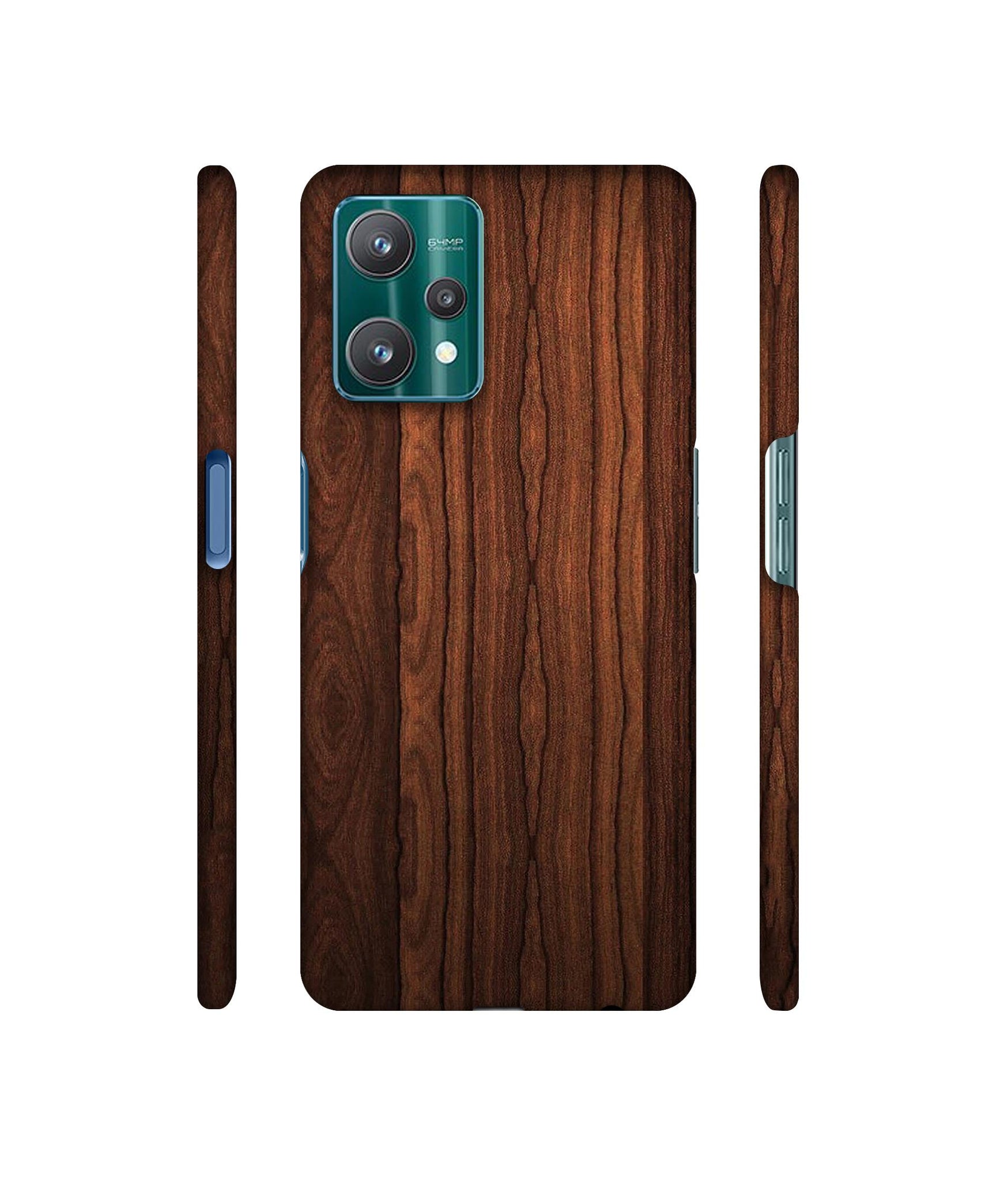 Brown Wooden Texture Designer Hard Back Cover for Realme 9 Pro 5G
