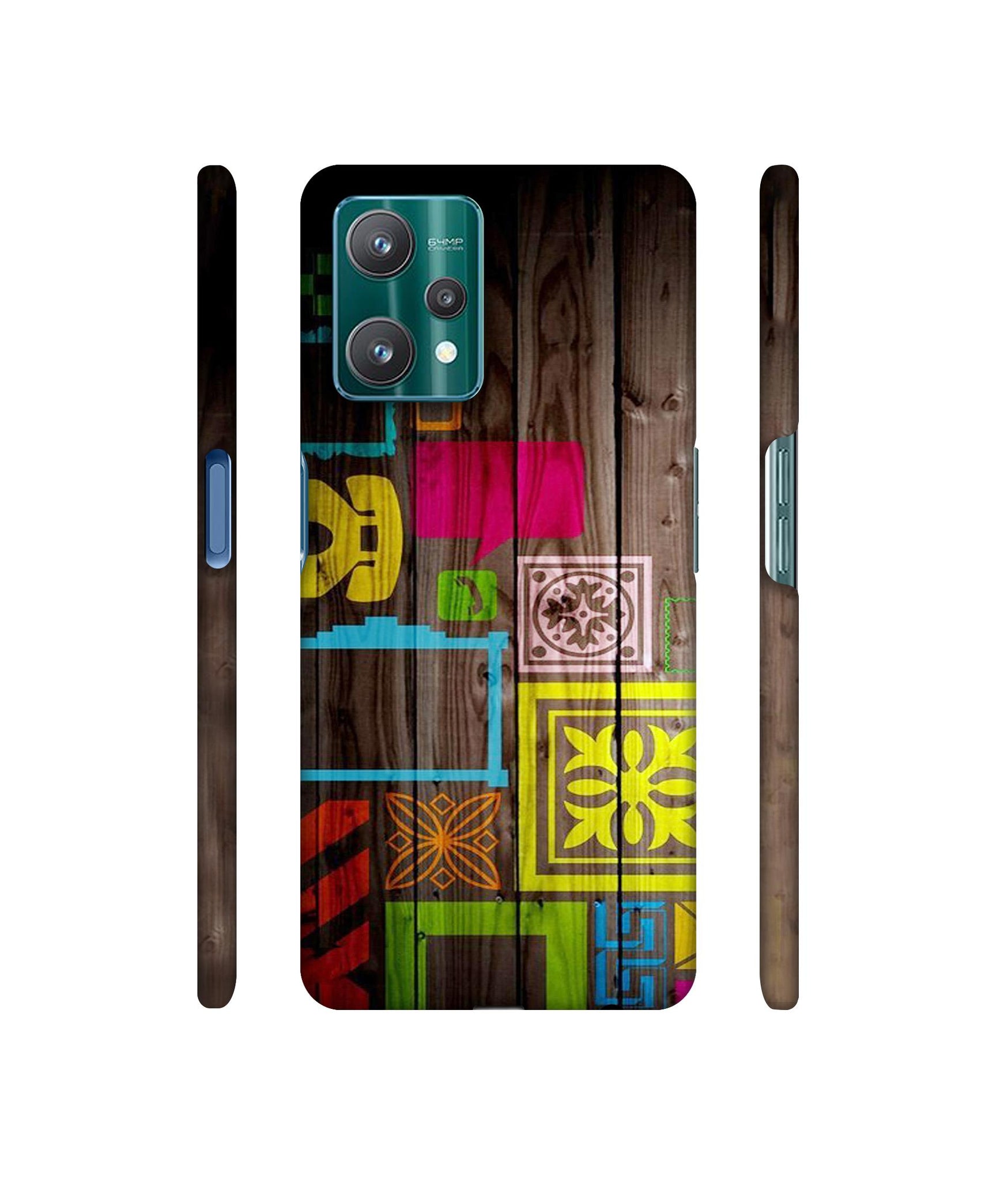 Stamps on Wooden Texture Designer Hard Back Cover for Realme 9 Pro 5G