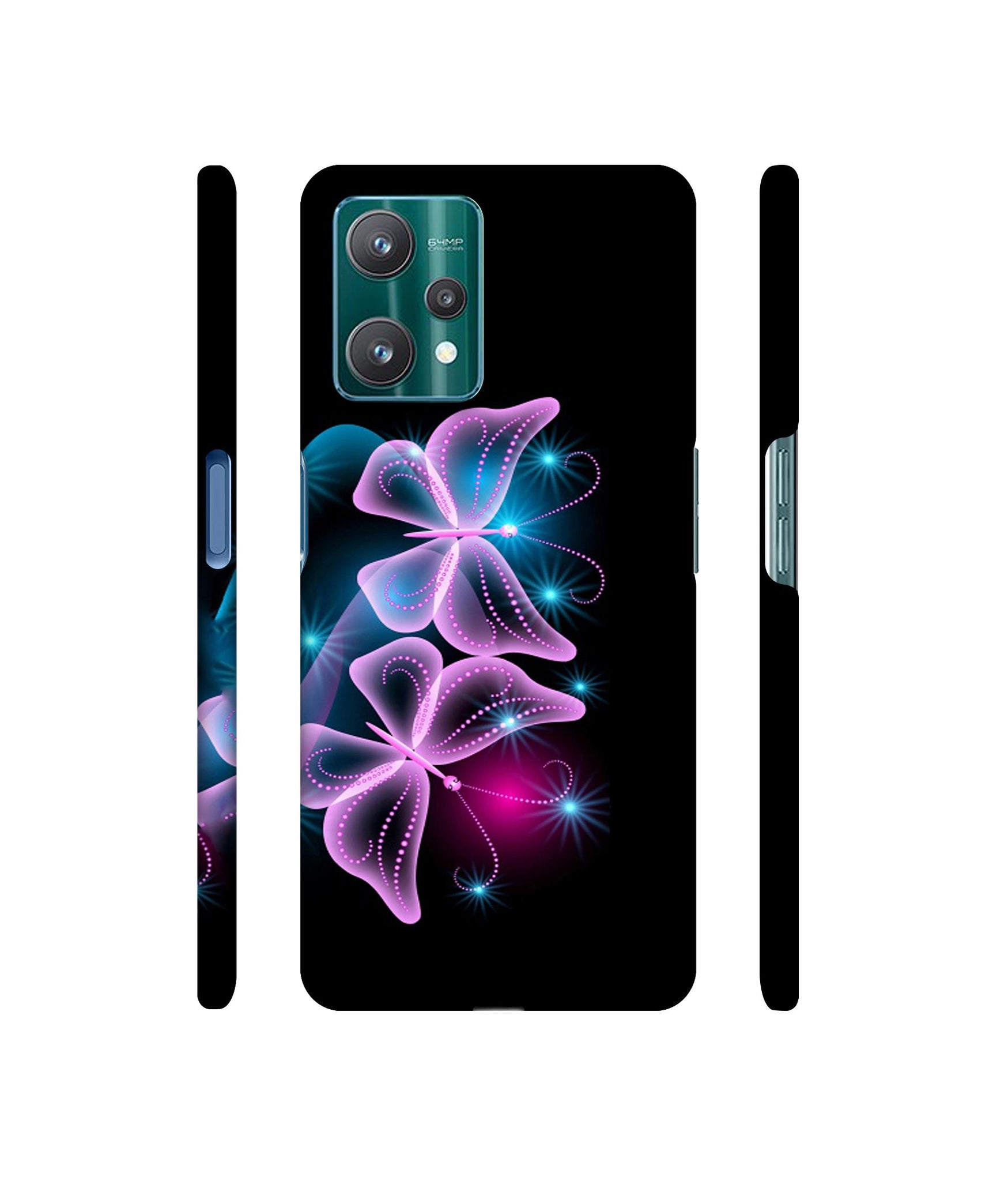 Butterflies Neon Light Designer Hard Back Cover for Realme 9 Pro 5G
