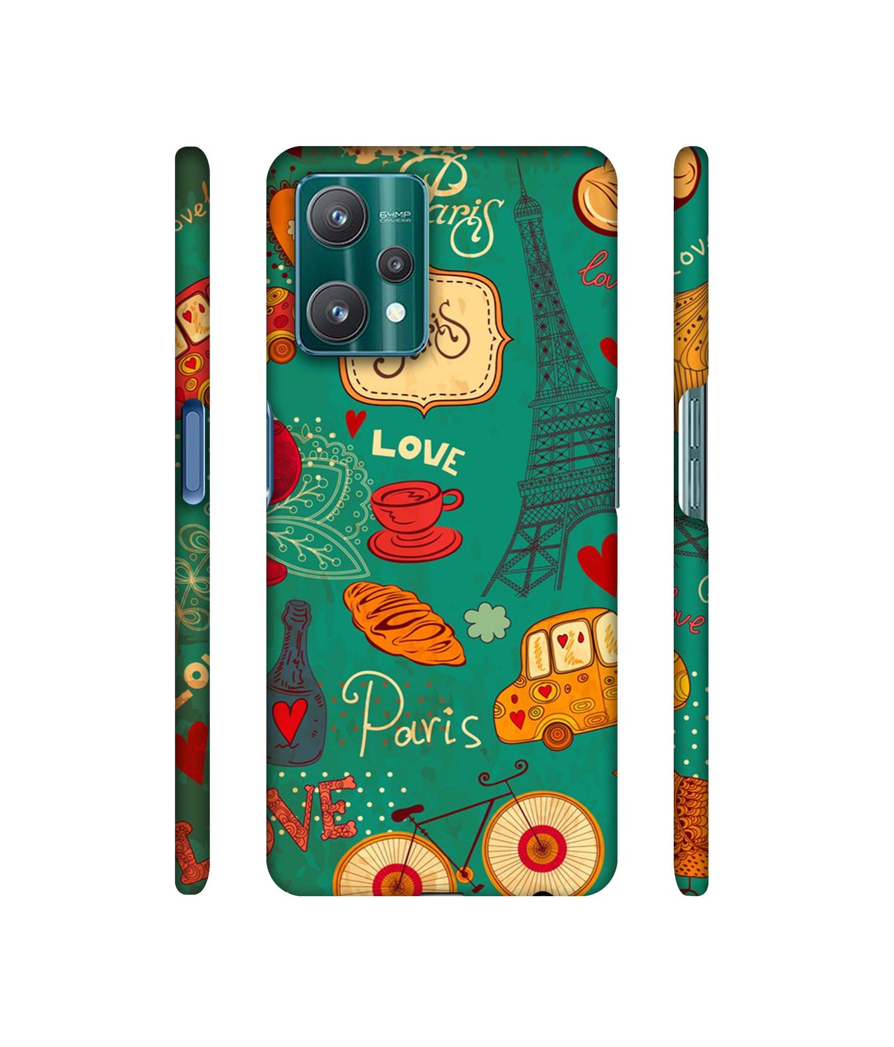 Paris Love Print Designer Hard Back Cover for Realme 9 Pro 5G