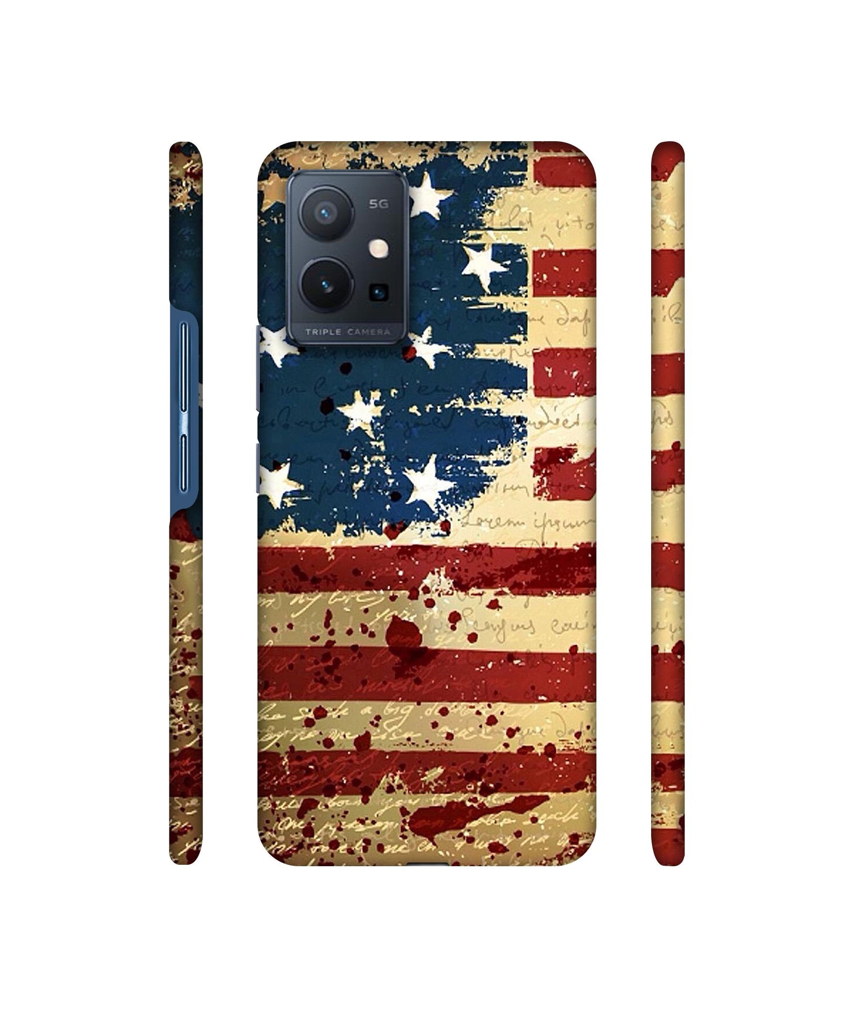 Colorful USA Flag Designer Hard Back Cover for Vivo T1 5G / Vivo Y75 5G