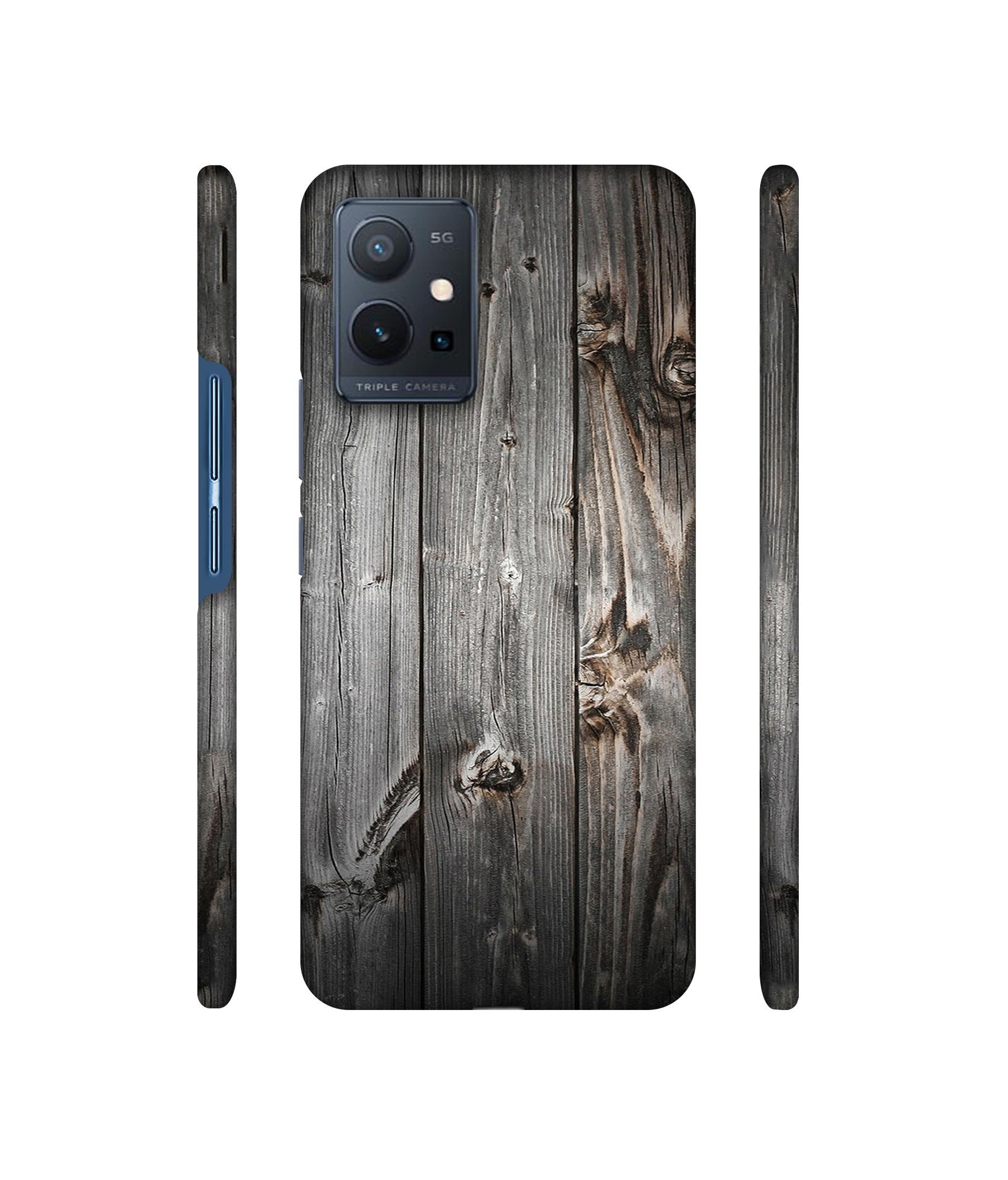Grey Wooden Texture Designer Hard Back Cover for Vivo T1 5G / Vivo Y75 5G