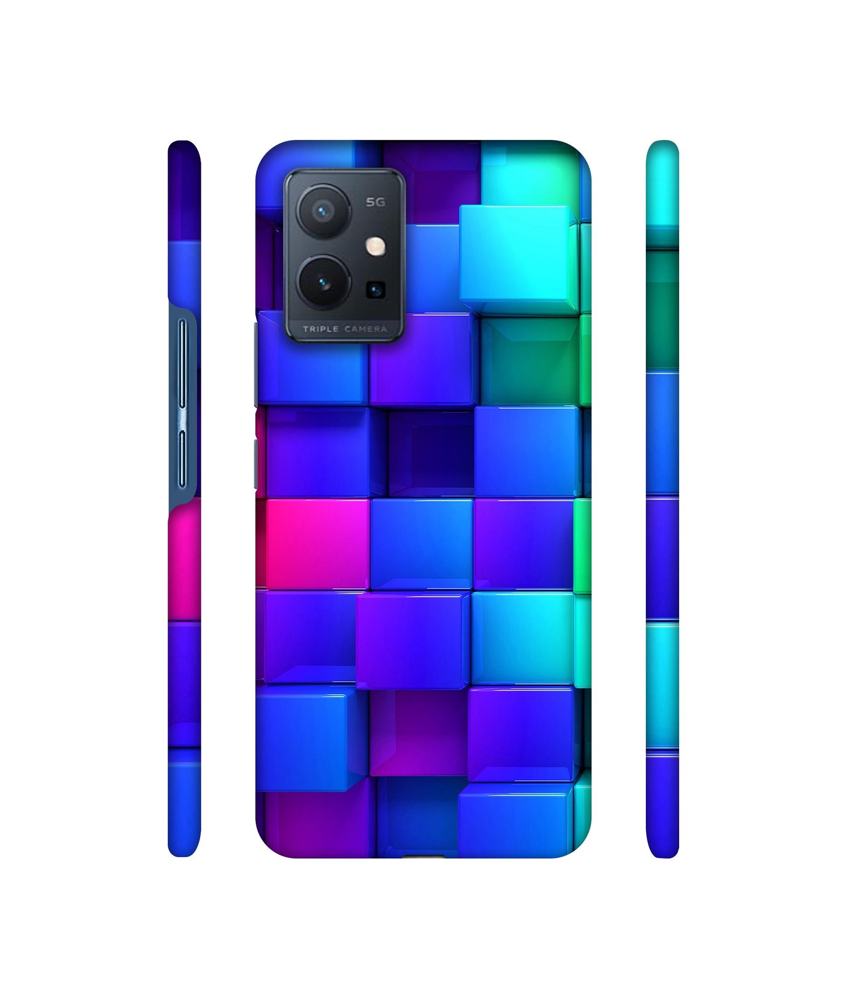 Blocks Rainbow 3D Graphics Designer Hard Back Cover for Vivo T1 5G / Vivo Y75 5G