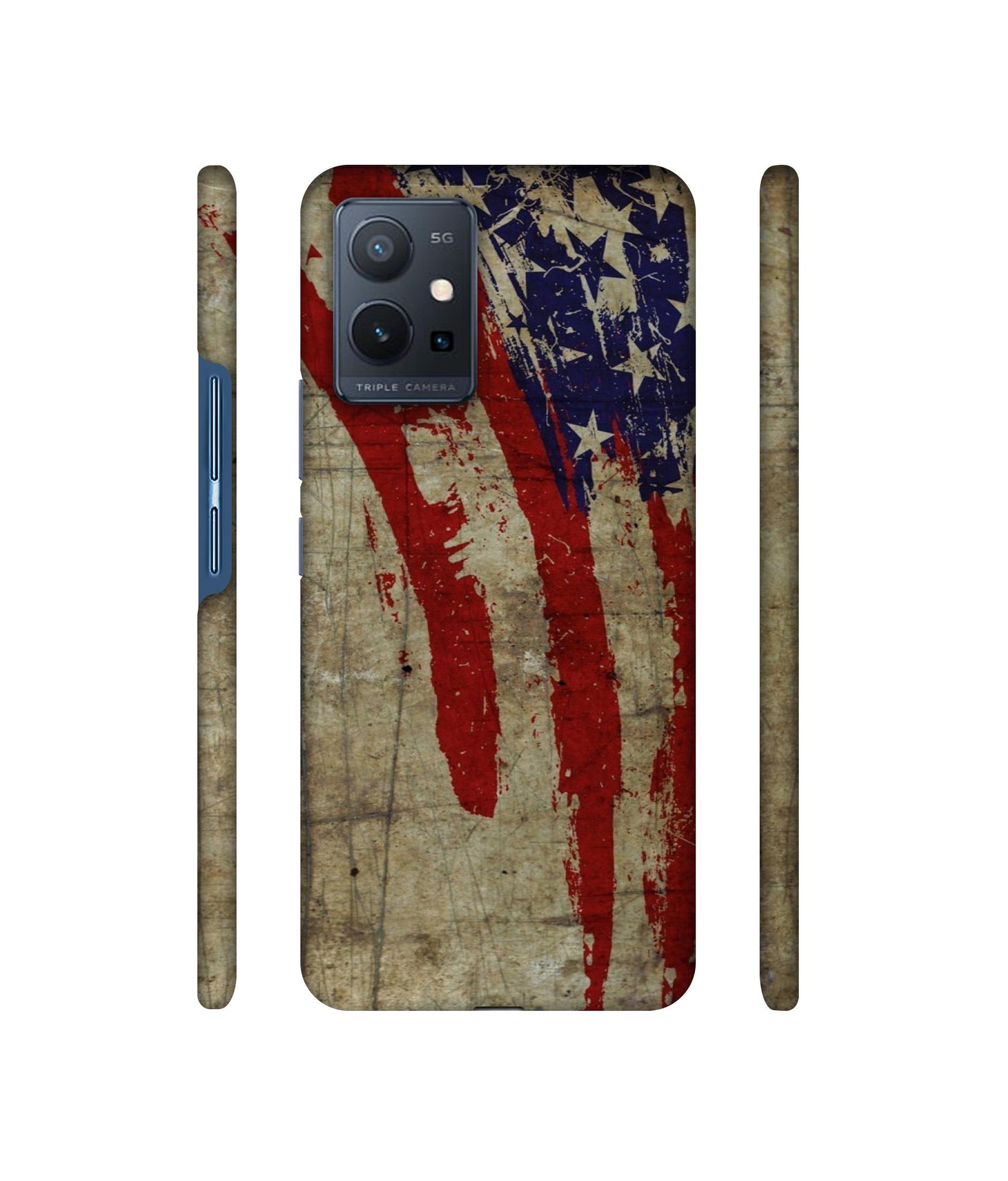 Vintage American Flag Designer Hard Back Cover for Vivo T1 5G / Vivo Y75 5G