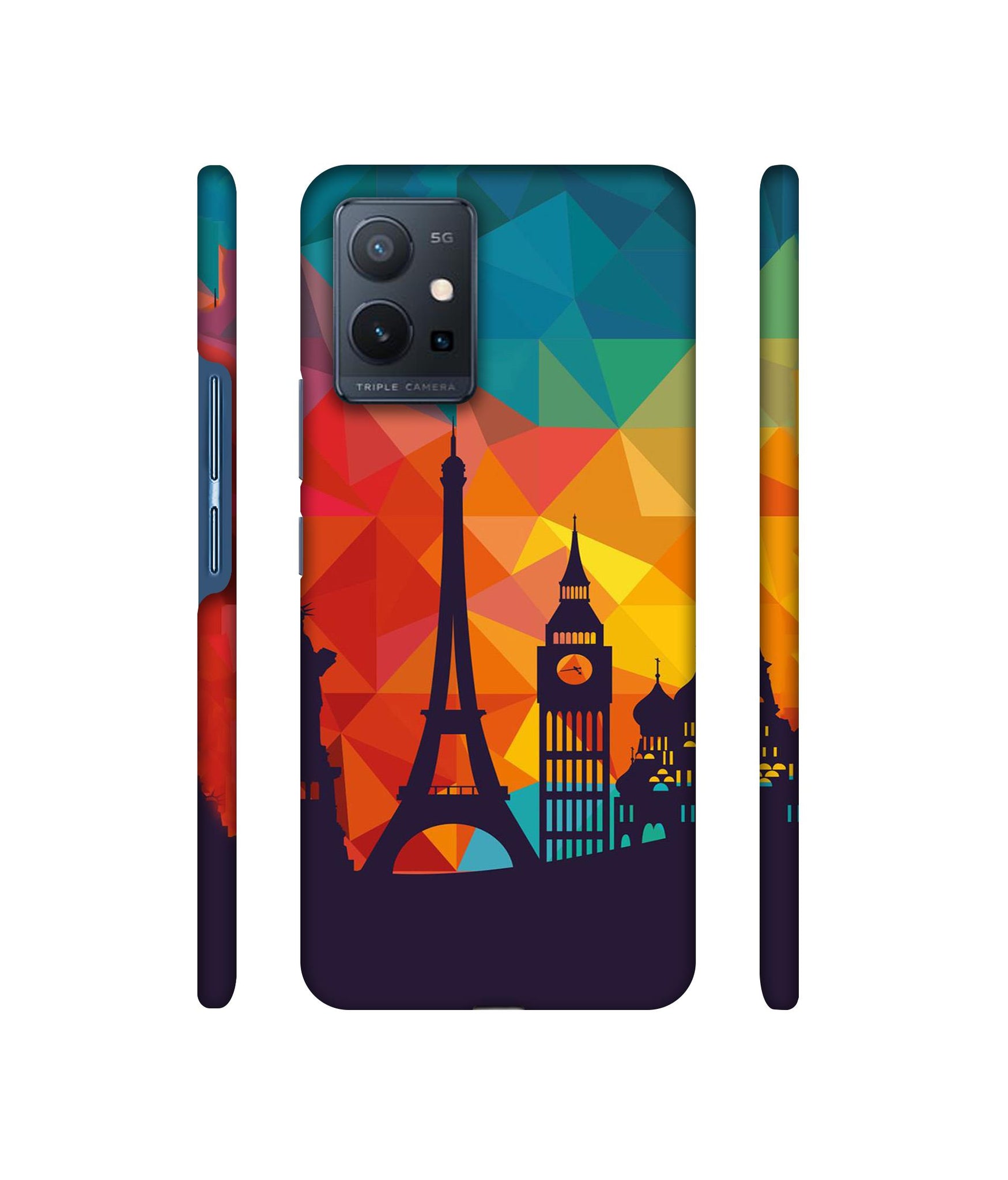 Colored Paris Designer Hard Back Cover for Vivo T1 5G / Vivo Y75 5G