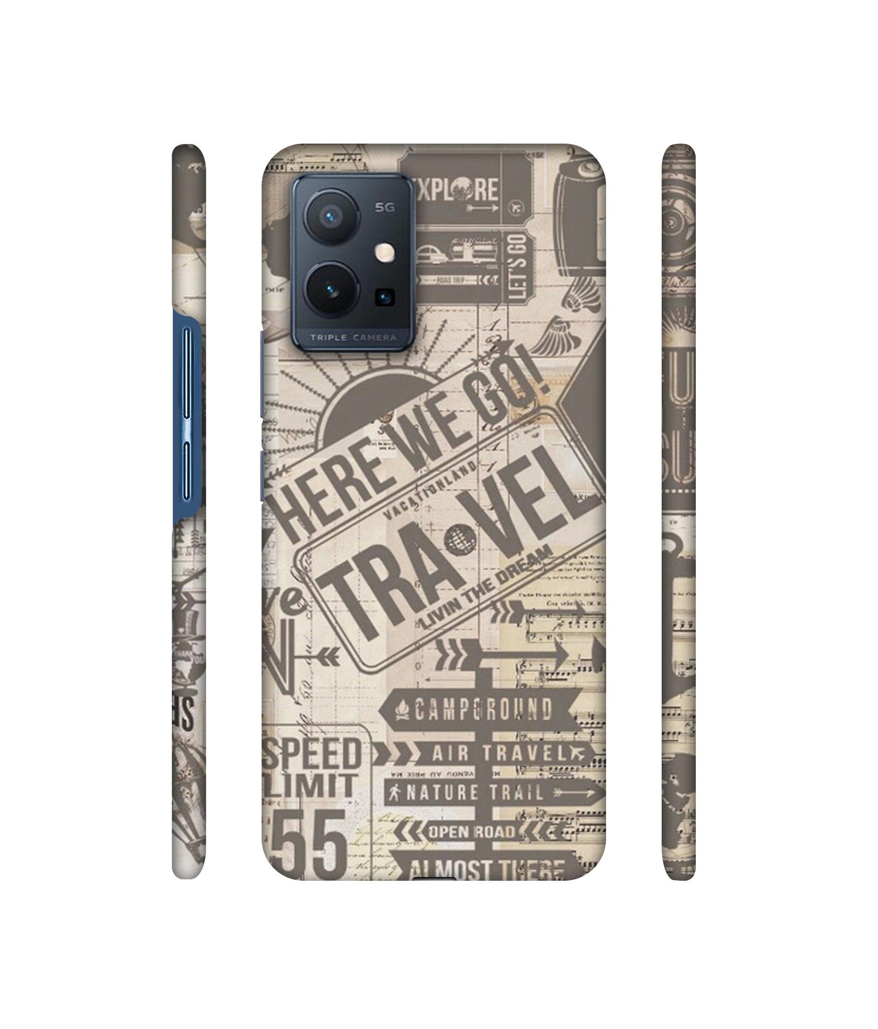 Travel Designer Hard Back Cover for Vivo T1 5G / Vivo Y75 5G