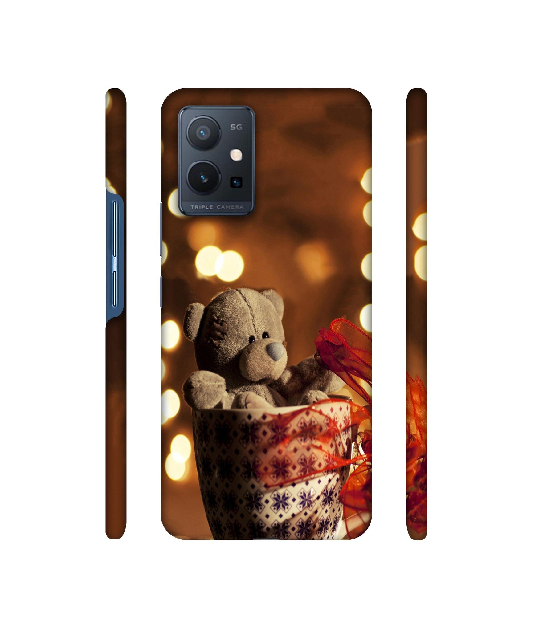 Teddy In Cup Designer Hard Back Cover for Vivo T1 5G / Vivo Y75 5G