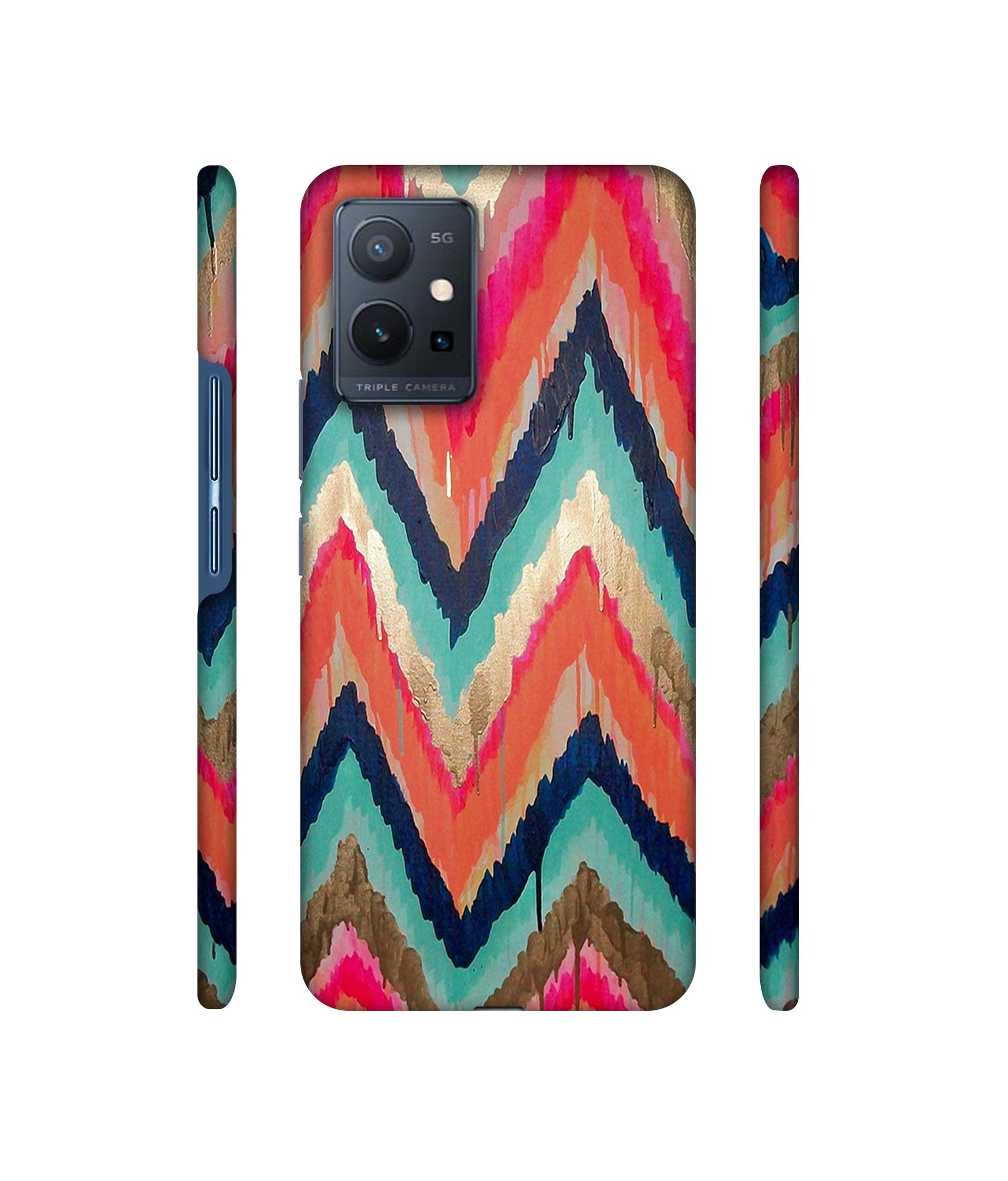 Colorful Zig-Zag Lines Art Designer Hard Back Cover for Vivo T1 5G / Vivo Y75 5G