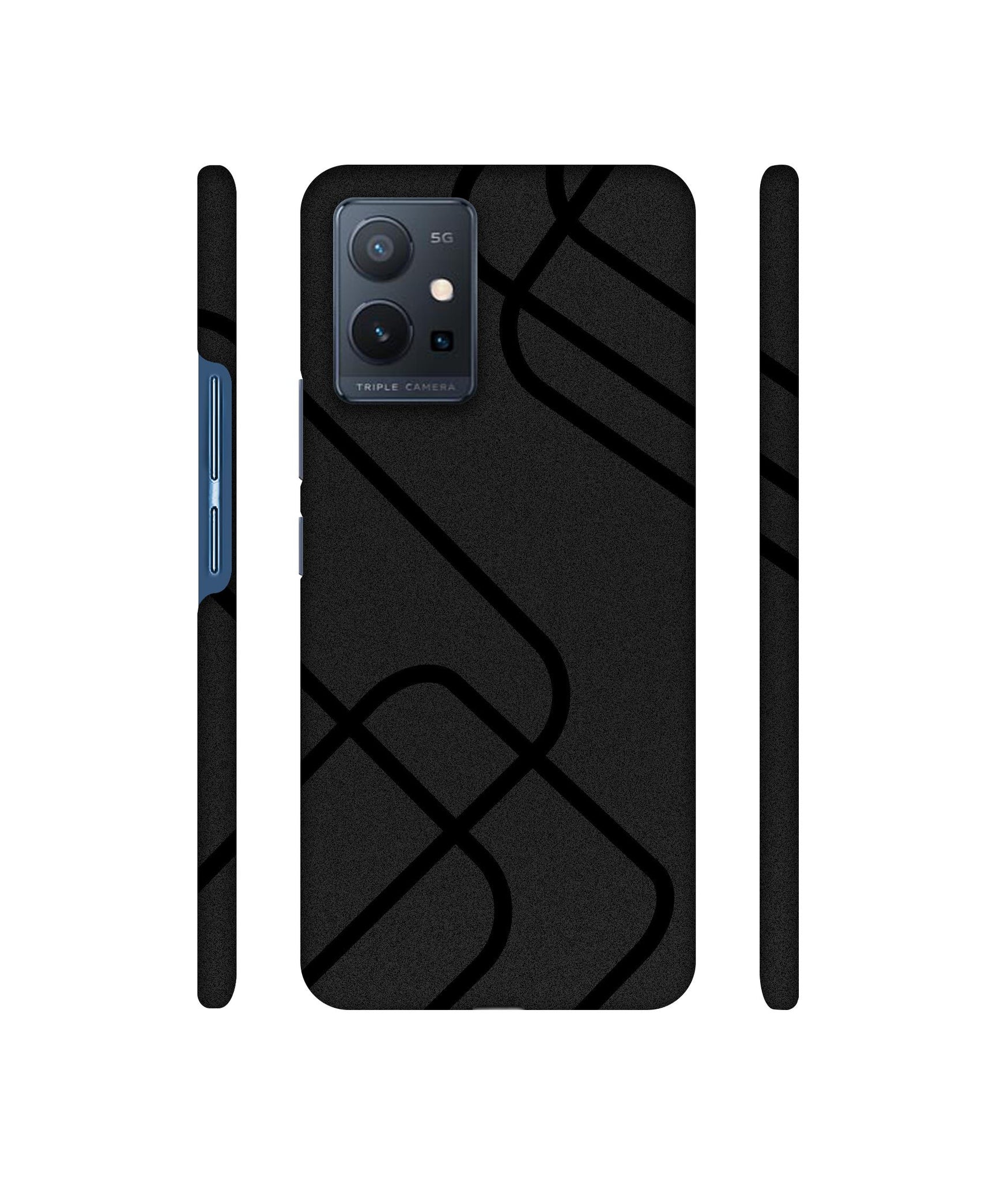 Zig-Zag Black Line Designer Hard Back Cover for Vivo T1 5G / Vivo Y75 5G