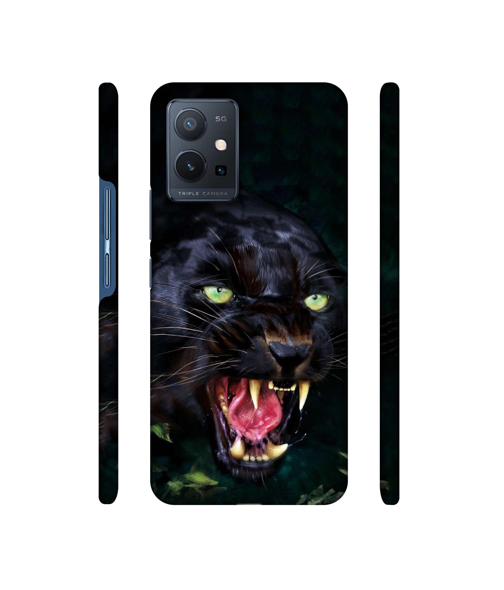 Angry Black Tiger Face Designer Hard Back Cover for Vivo T1 5G / Vivo Y75 5G