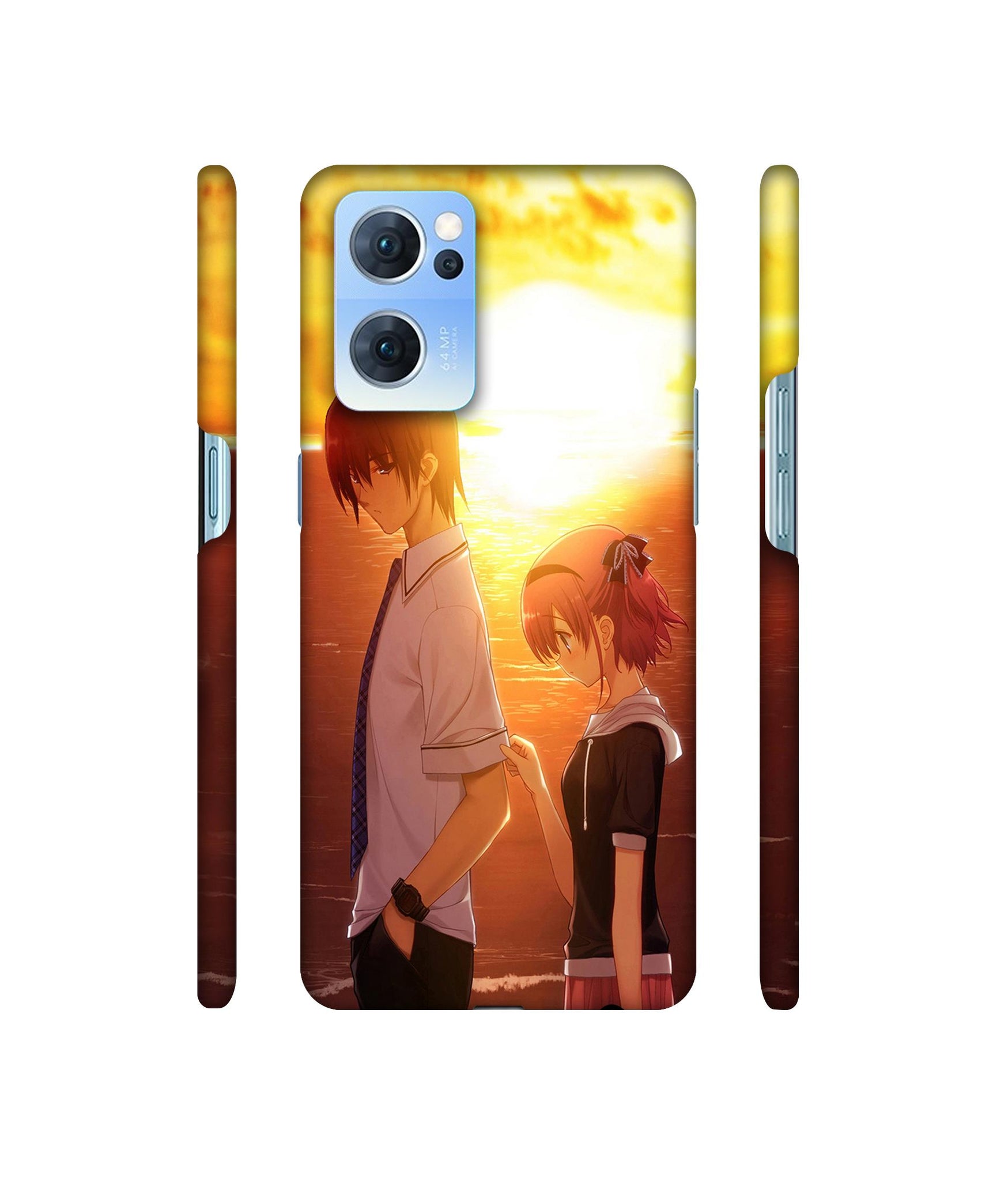 Girl Boy Sunset Sea Designer Hard Back Cover for Oppo Reno7 5G
